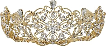 JewelryNanny Large Crown Tiara Bridal Wedding Crystals