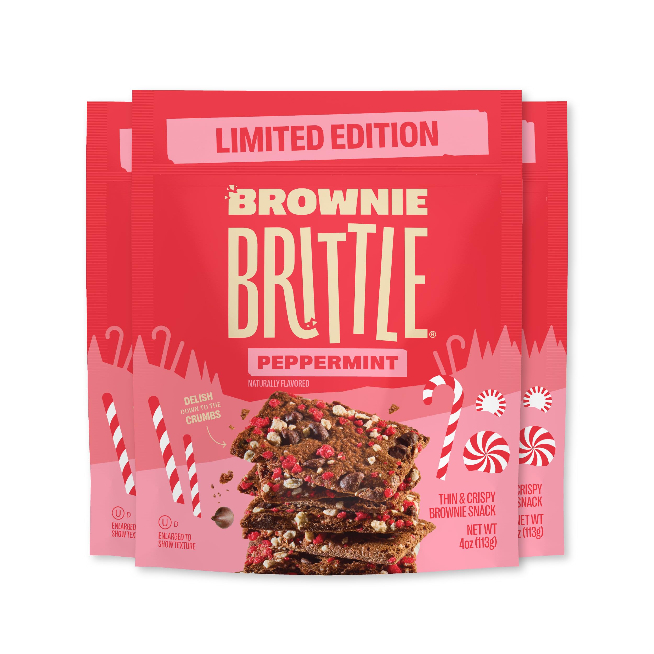 Brownie Brittle Sheila G's Peppermint Drizzle 3 ct./4 oz, Red & White