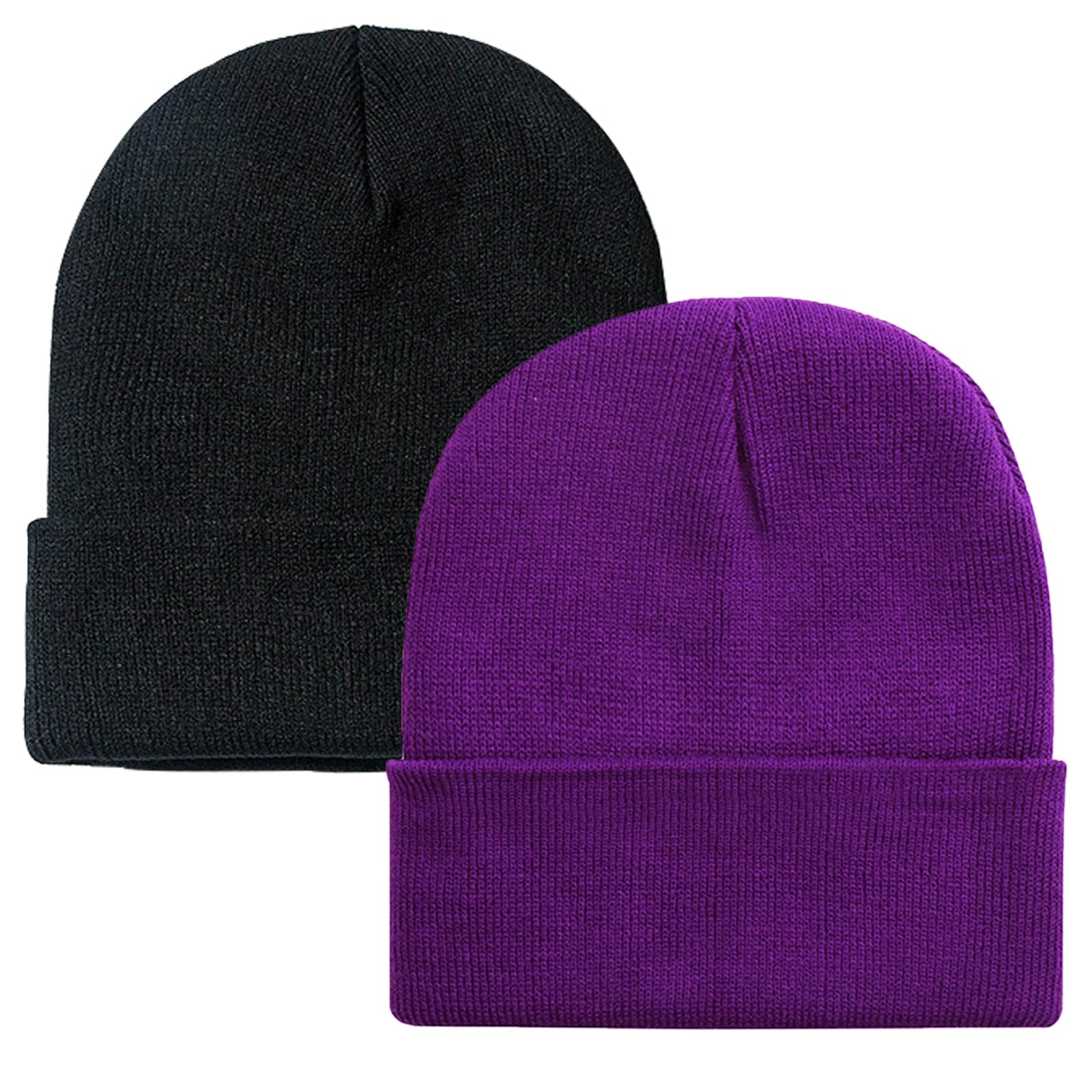 ZOORON 1&2 Pack Beanie for Men Women Slouchy Beanie Hats Winter Knit Caps Soft Ski Hat Unisex