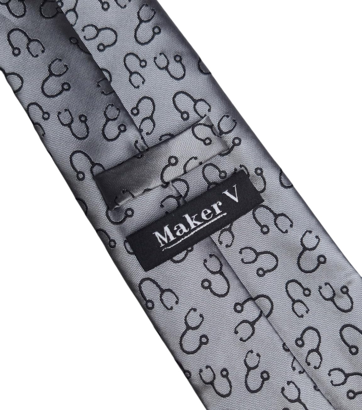 Maker V Stethoscope Necktie in Gray, Doctor Neckties, Physician Tie, Medical Ties, ER doctors gift, Medical School gifts, Trauma Surgeon, Male Nurse, RN, LPN
