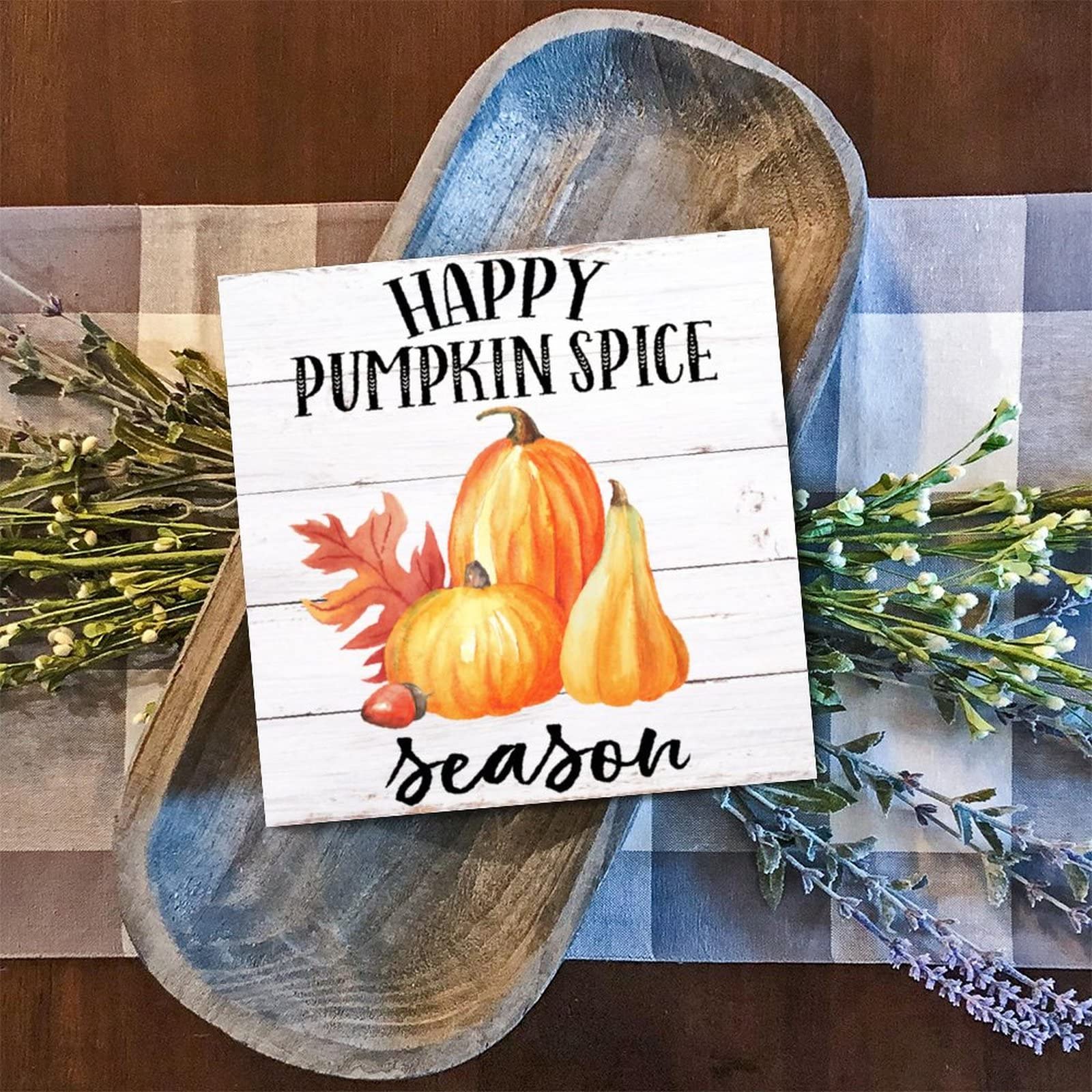 Panneau en bois Happy Pumpkin de style ferme, une décoration murale en bois noble