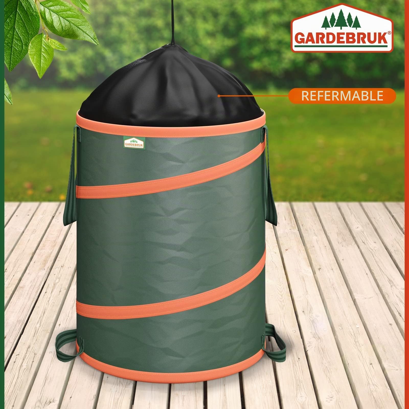 GARDEBRUK - 3x Sac de déchets de jardin 165L max. 30kg par sac tissu renforcé hydrofuge ordures bac