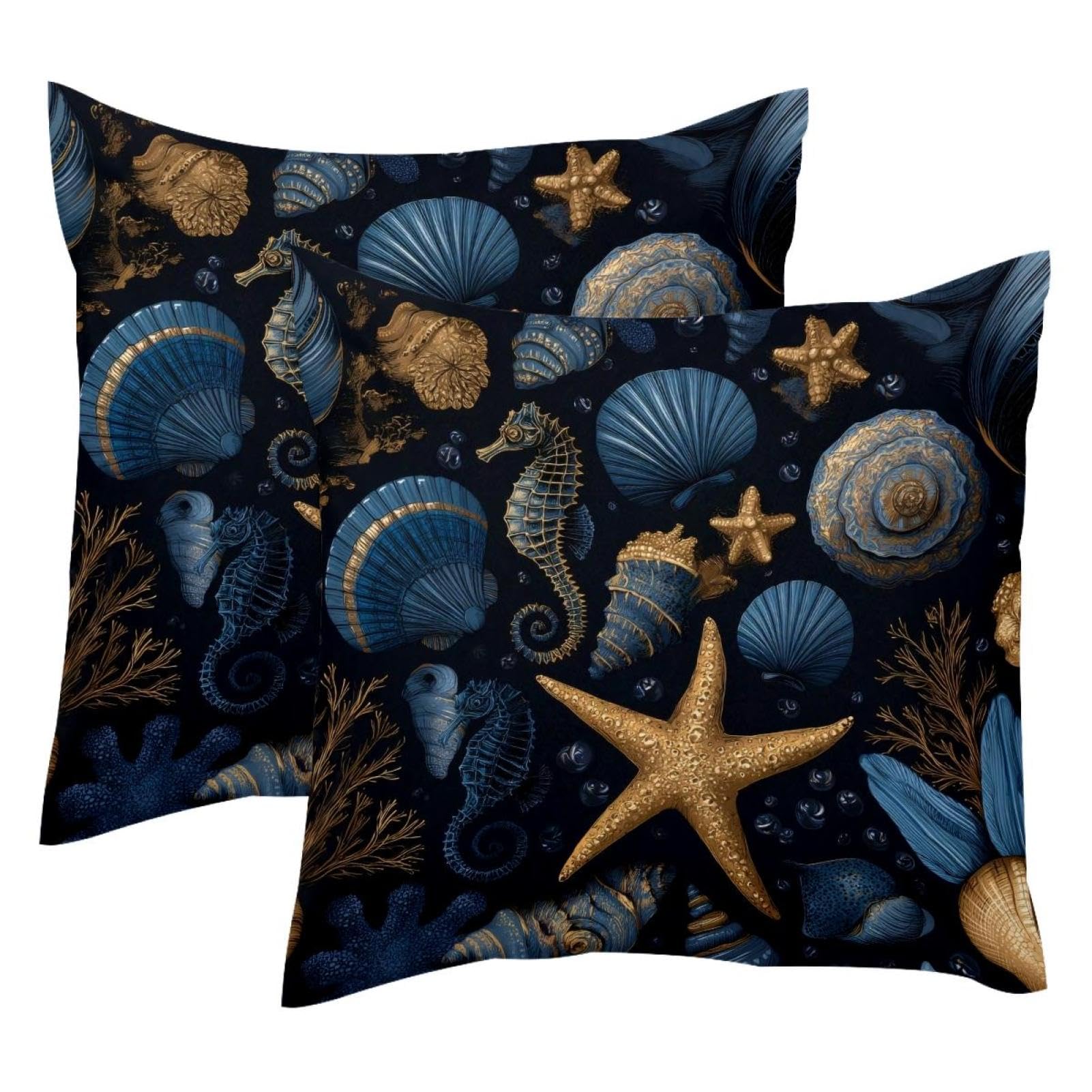 Housse de coussin en velours motif coquillage pour decoration salon bord de mer 50x50