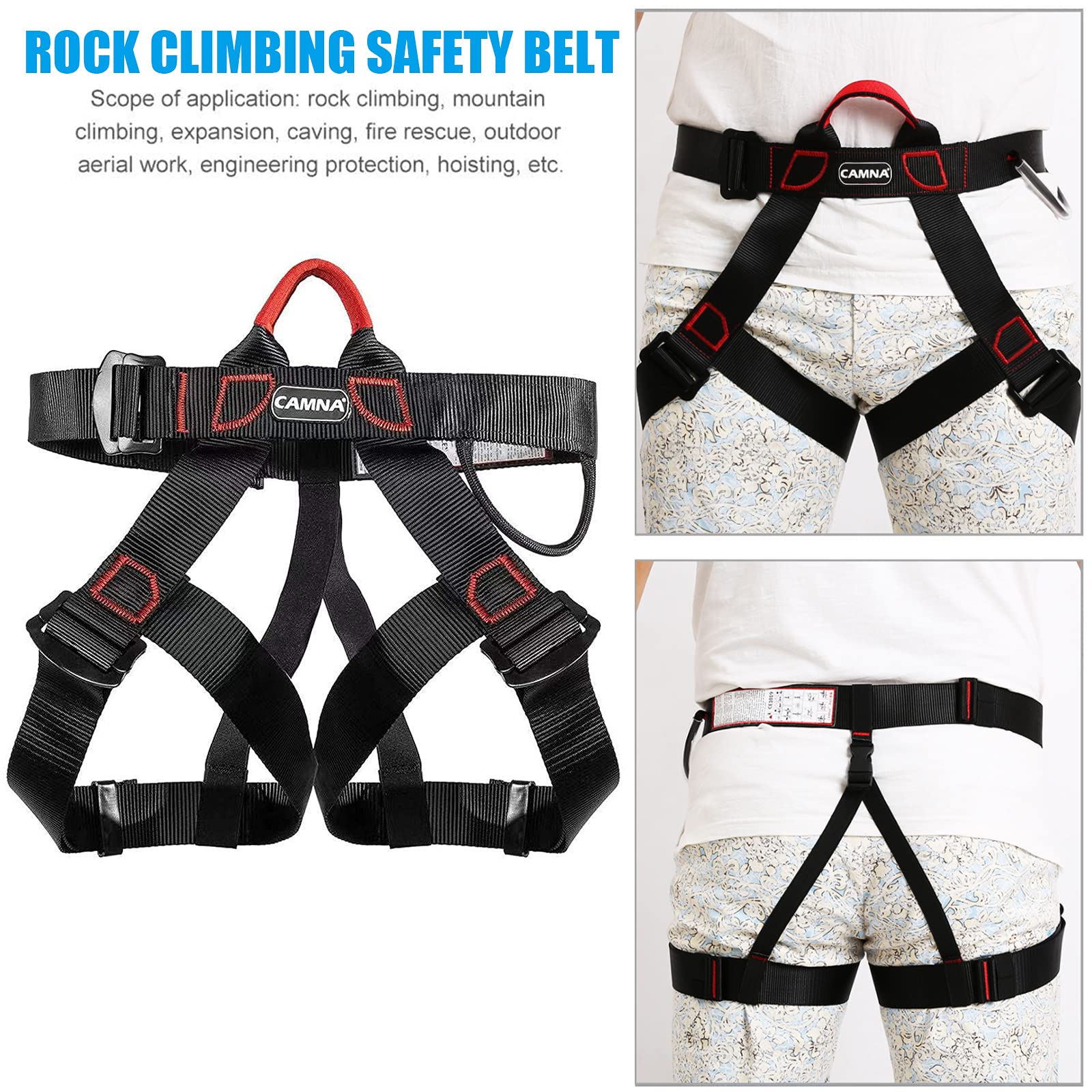 Klettergurte Befestigender Klettergut, Breiterer Halbgurt zum Bergsteigen Halber Körperklettergurt Für Feuerrettung Bergsteigen Absturzsicherung Für Frauen, Männer