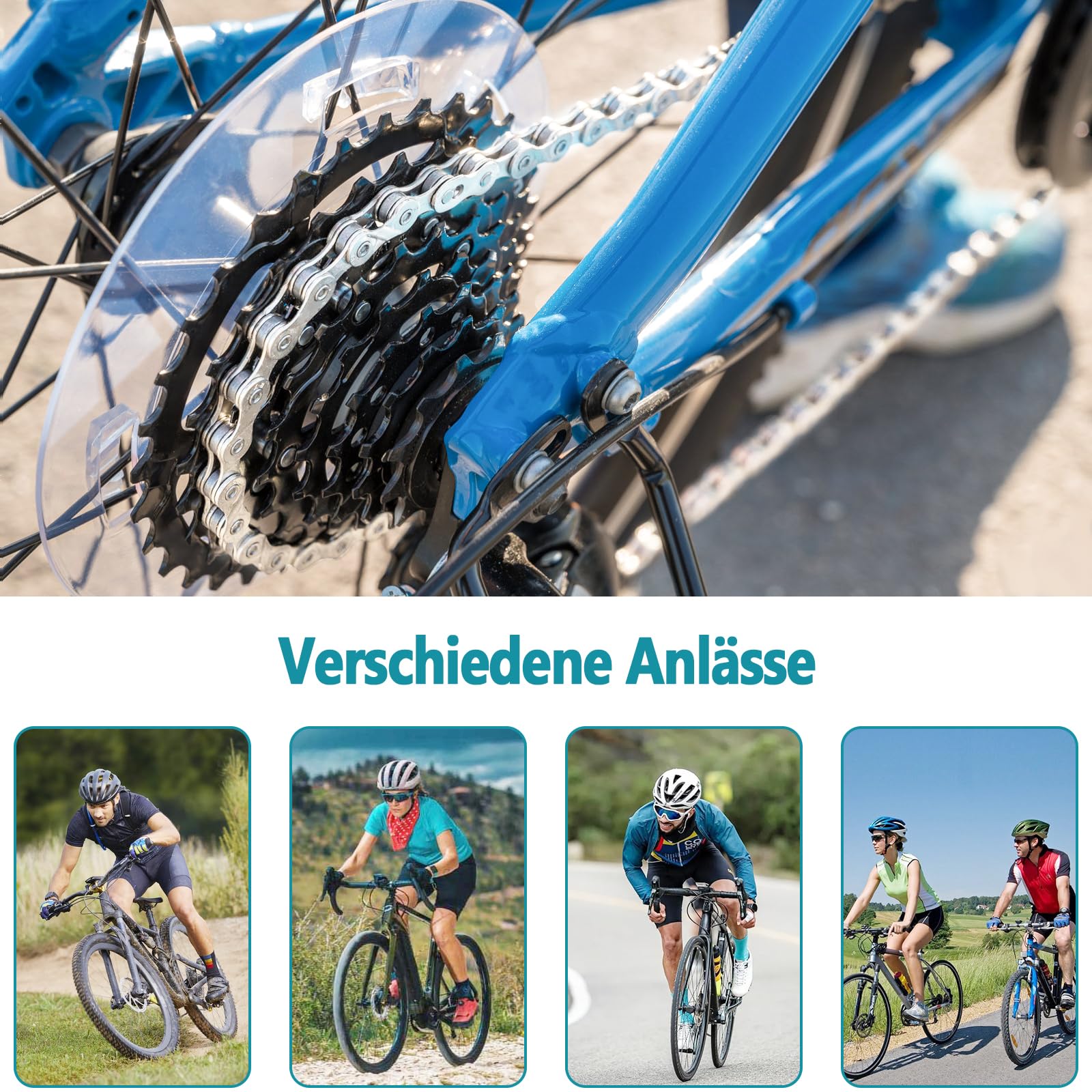 Fahrradkette - 6/7/8 Fach Fahrrad Kette 1/2 x 3/32 Inch 116 Glieder, fahrradkette Werkzeug set mit kettenschloss zange,Kettenbrecher und 4 Paar Kettenschloss