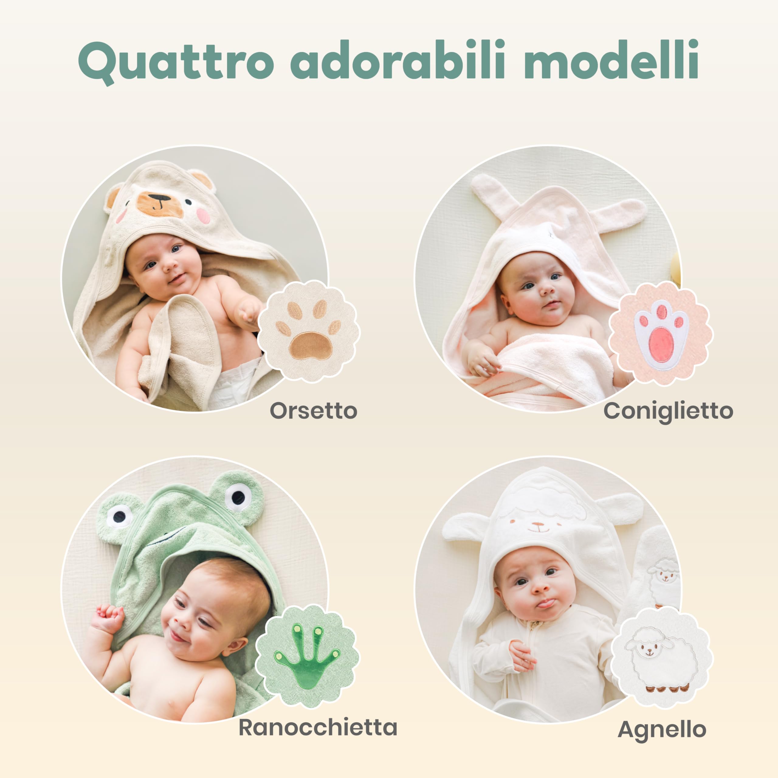 Cuddlebug Accappatoio Neonato con Cappuccio e Lavetta - 100% Spugna di Cotone per Neonati e Bambini - Asciugamano Neonato Super Morbido e Assorbente - Essenziali Bagnetto (85x85cm) - Orso