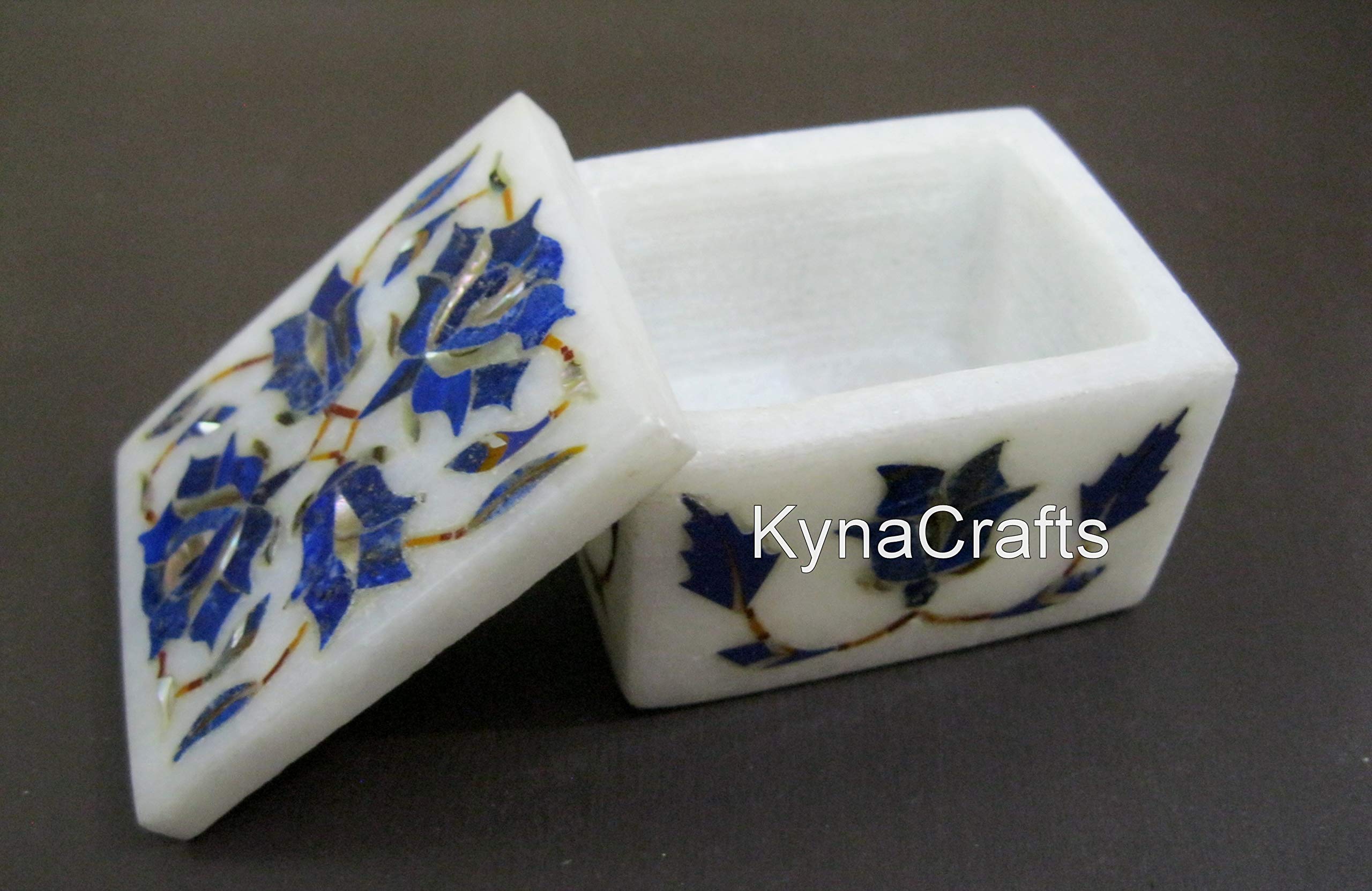 Joyero de mármol I Caja de baratija de mármol I Caja hecha a mano I Caja de regalo de mármol I Caja de clip de corbata de arte floral I Caja de gemelos de mármol 6.3 x 3.8 cm