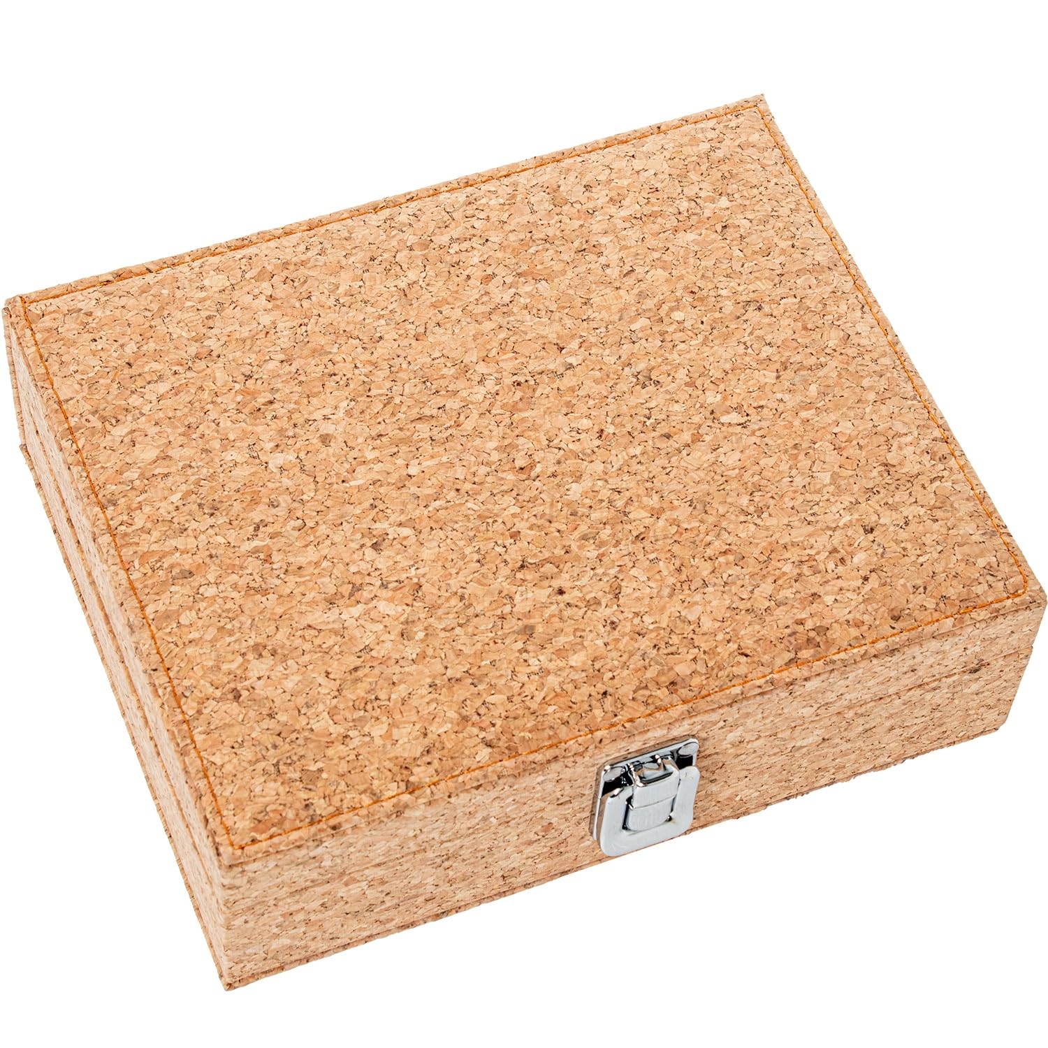 Cavatappi in scatola di legno in beige, cromato e nero 23x18.5x7 cm