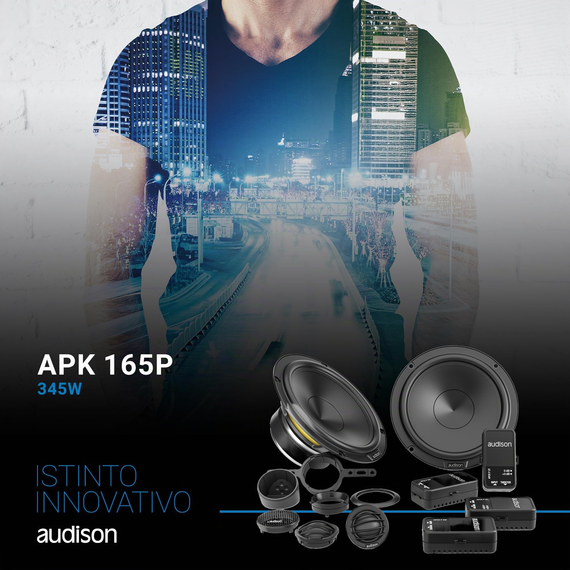 Audison APK 165P kit de 2 vías 165 mm, 345 W | tweeter Tetolon 29 mm, filtro incluido, 6,5 pulgadas, 115 W RMS, 4 Ohm, 89,5 dB