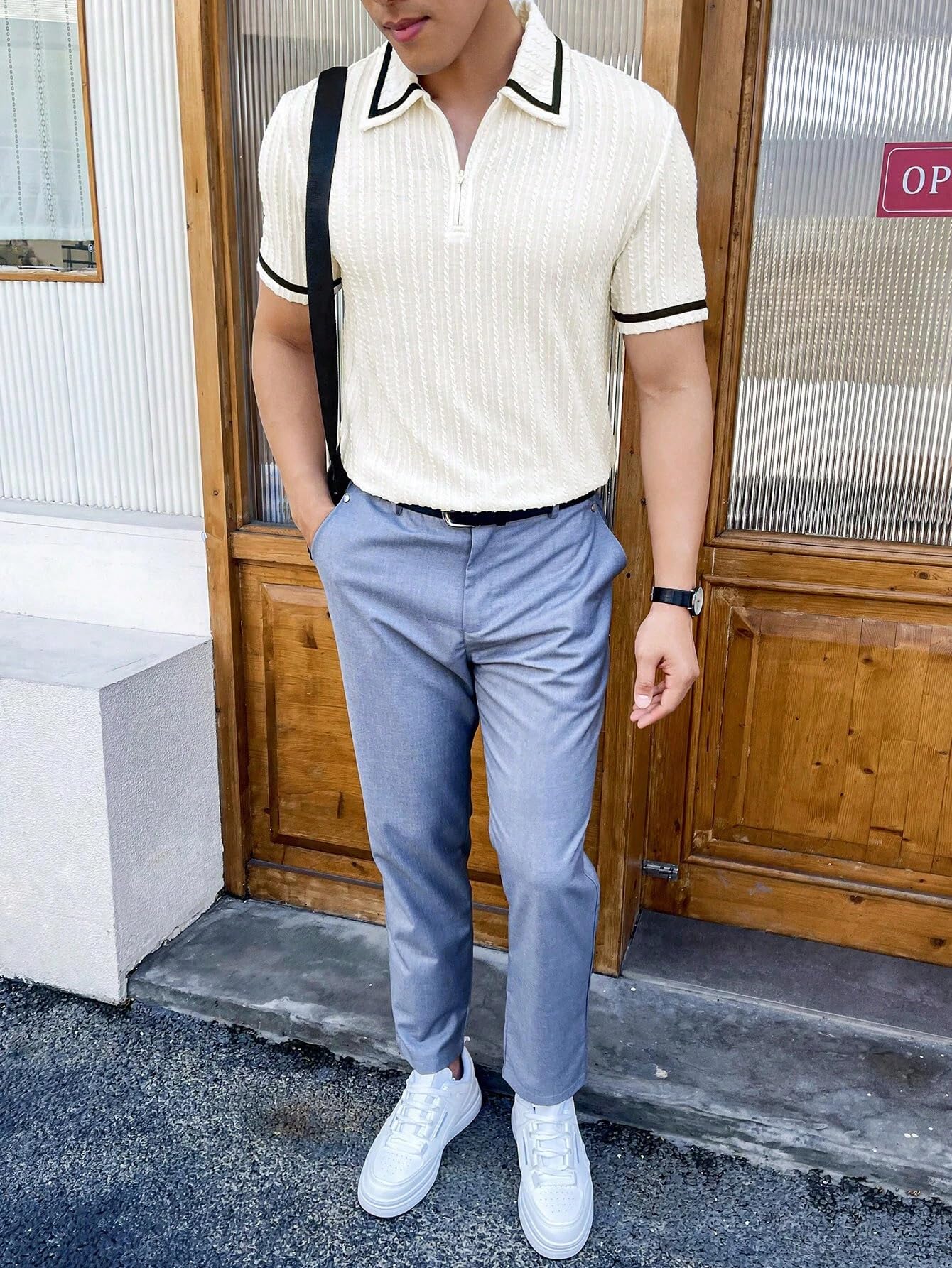 GRECIILOOKS 2 eleganti magliette casual in policotone da uomo, vestibilità dritta, maniche medie, tinta unita, alla moda (disponibile in grandi dimensioni e 2 pezzi)