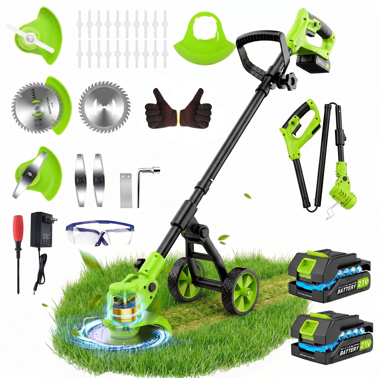 Desbrozadora a Batería Plegable con Ruedas 21V