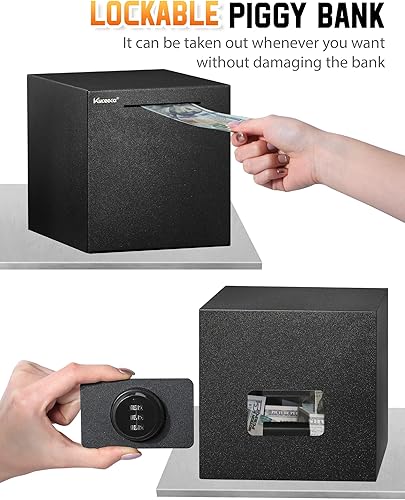 Miniatura 4 de KYPEEKA Alcancía para adultos, caja de seguridad reutilizable con contraseña de acero inoxidable, caja de ahorro de dinero de metal con cerradura de