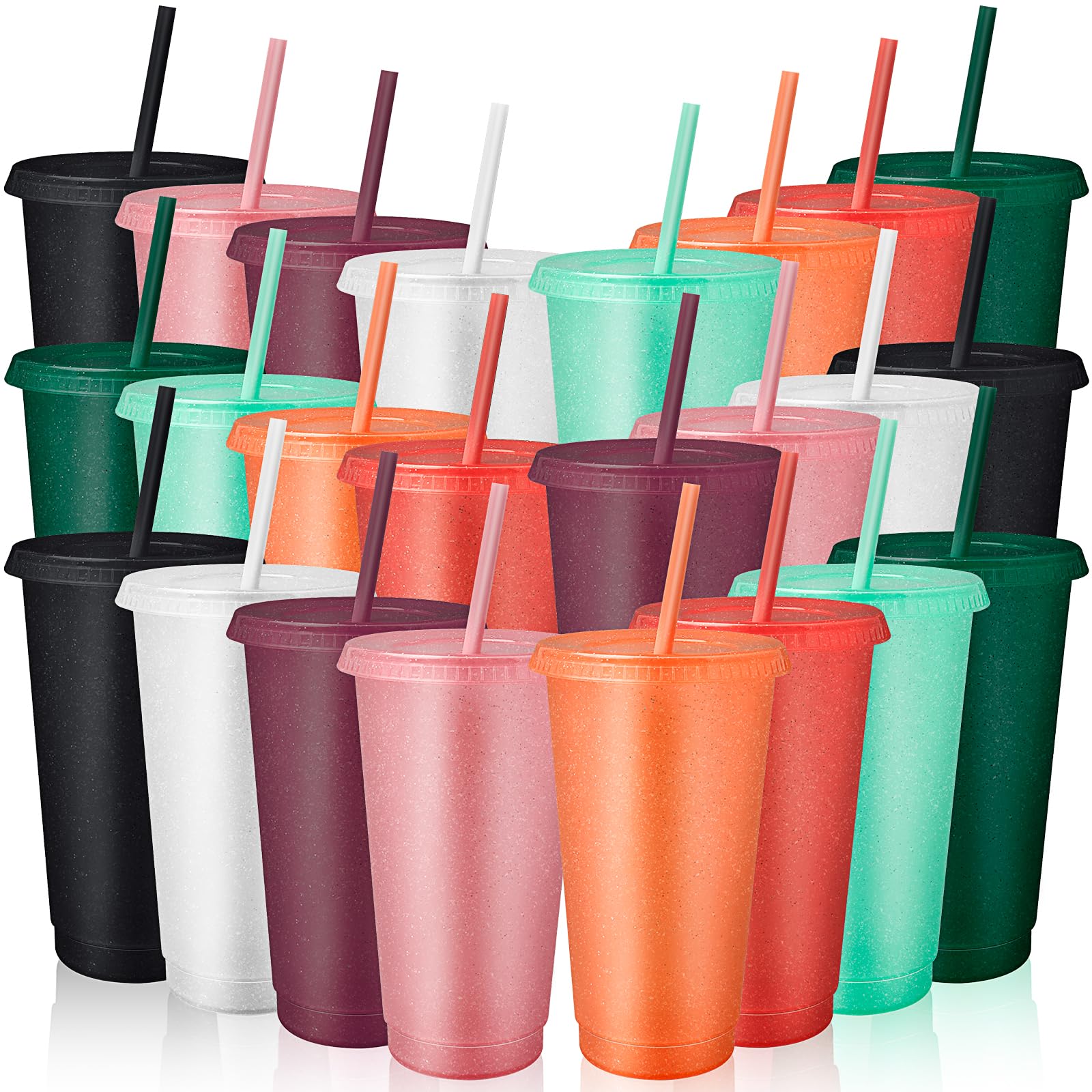 Lot De 24 Gobelets Réutilisables En Plastique Coloré Avec