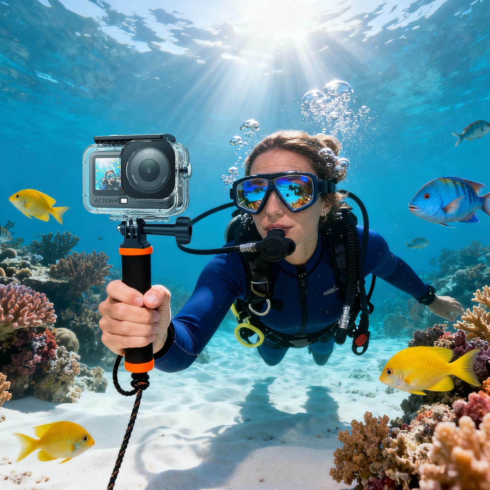 AMAZEAR Wodoodporna pokrowce do nurkowania dla DJI OSMO Action 6 Akcesoria, Action6 Pro 60 m Pokrowiec do nurkowania na głębokich sportach wodnych, nurkowanie z rurką, sztywna obudowa, kompaktowy