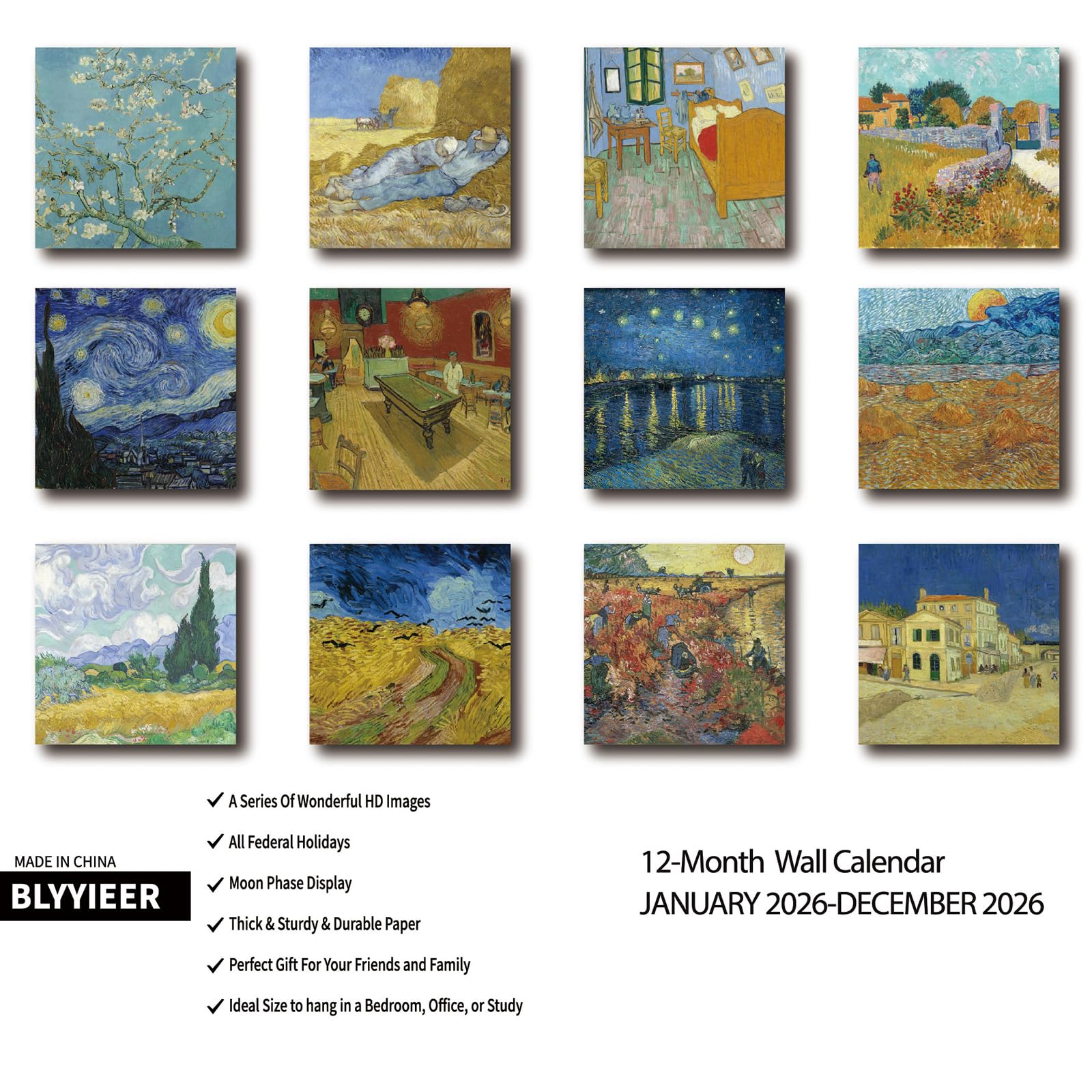 Snapklik.com : 2026 Wall Calendar Art Paintings, 12 Months Wall ...