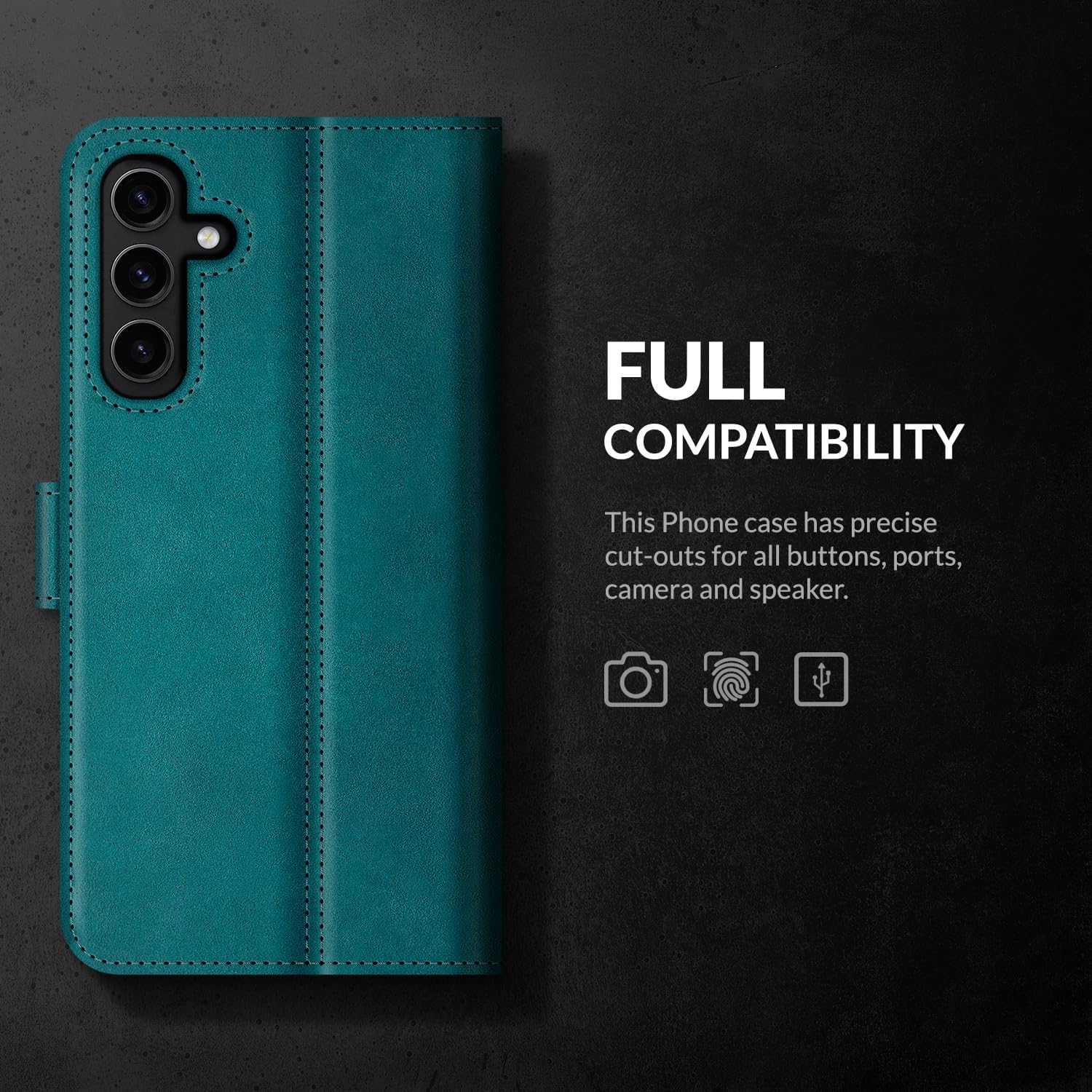 Surazo Leather Wallet Mobile Phone Case Compatible with Samsung Galaxy A55 - Flip & Fold Smartphone Case with Stand RFID Blocker, Magnet Closure, 3 Slots for Bank Cards - Handcrafted European Leather