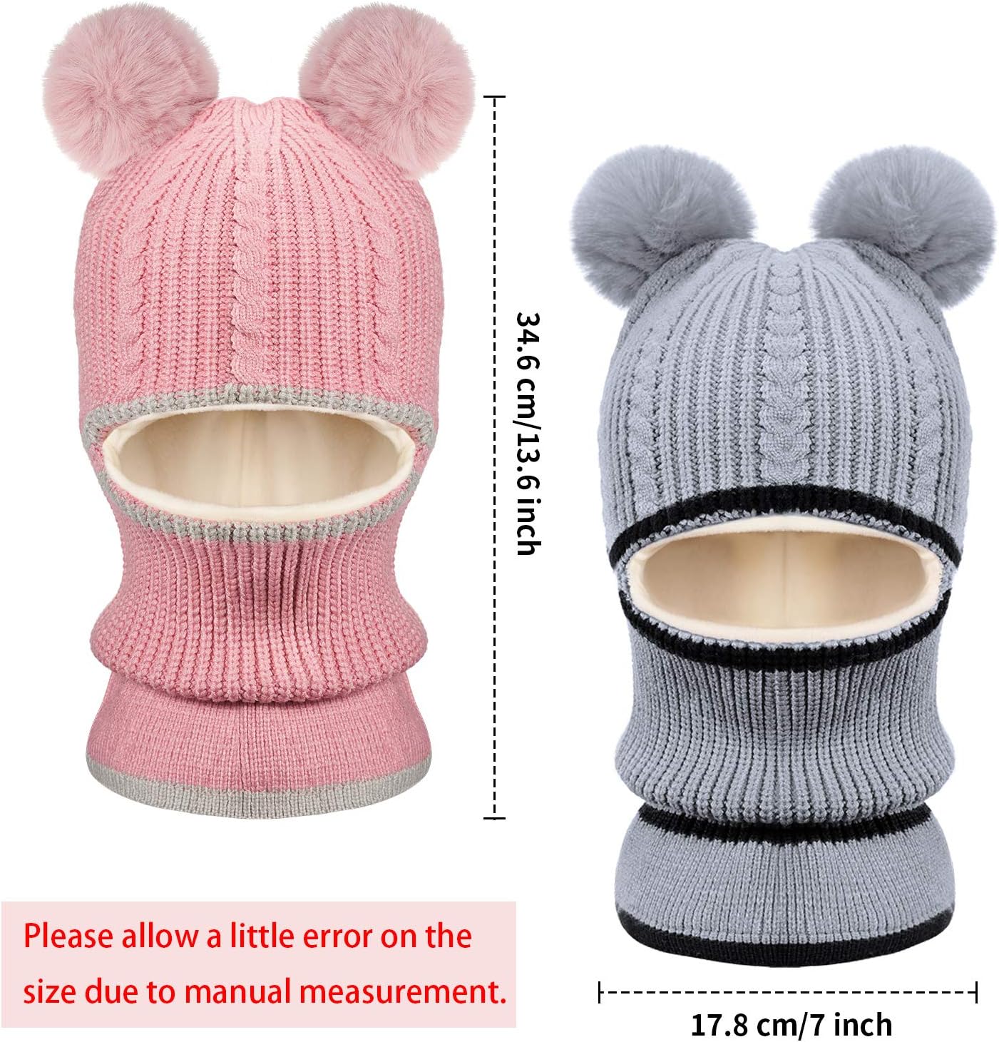 2 Pieces Kids Hood Scarf Kids Knit Hat Winter Thick Earflap Skull Caps for Boy Girls - Image 7