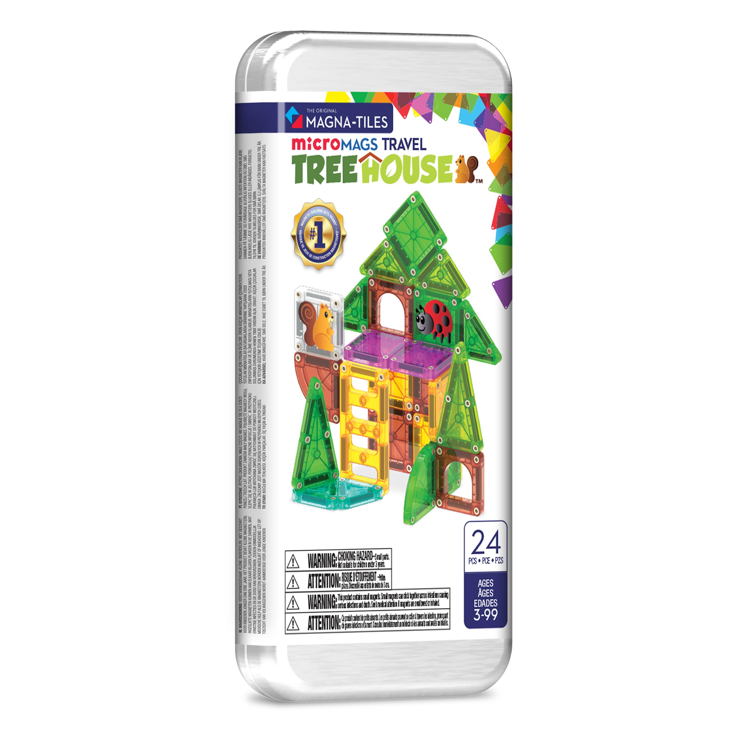 Magna-Tiles microMAGS 24-Piece Spring Treehouse Travel Set, The Original Magnetic Building Brand