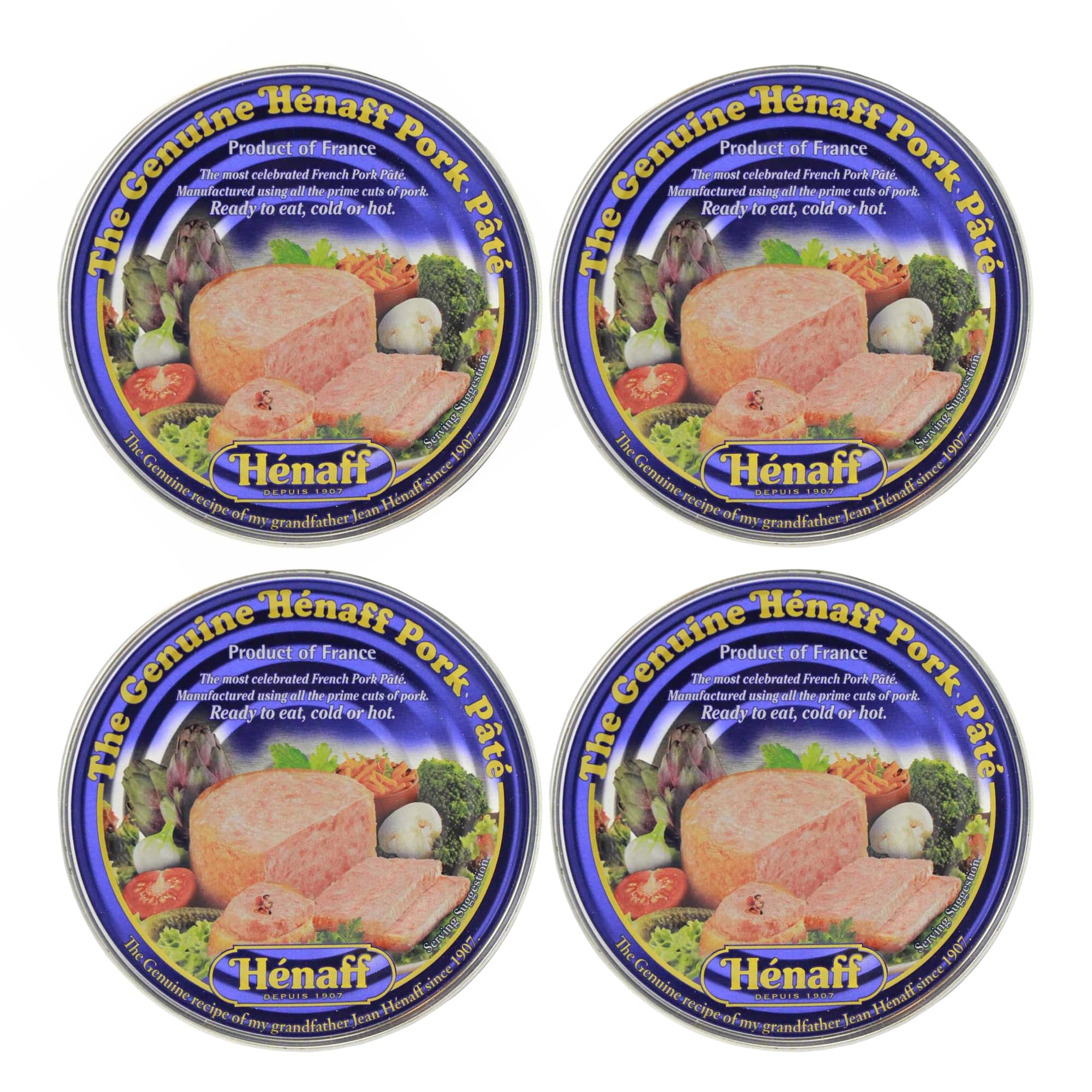 Henaff Pork Pâté 5.4 Ounce (154g), Ready-to-Eat Hot or Cold, Authentic French Recipe, Product of France – Pack of 4