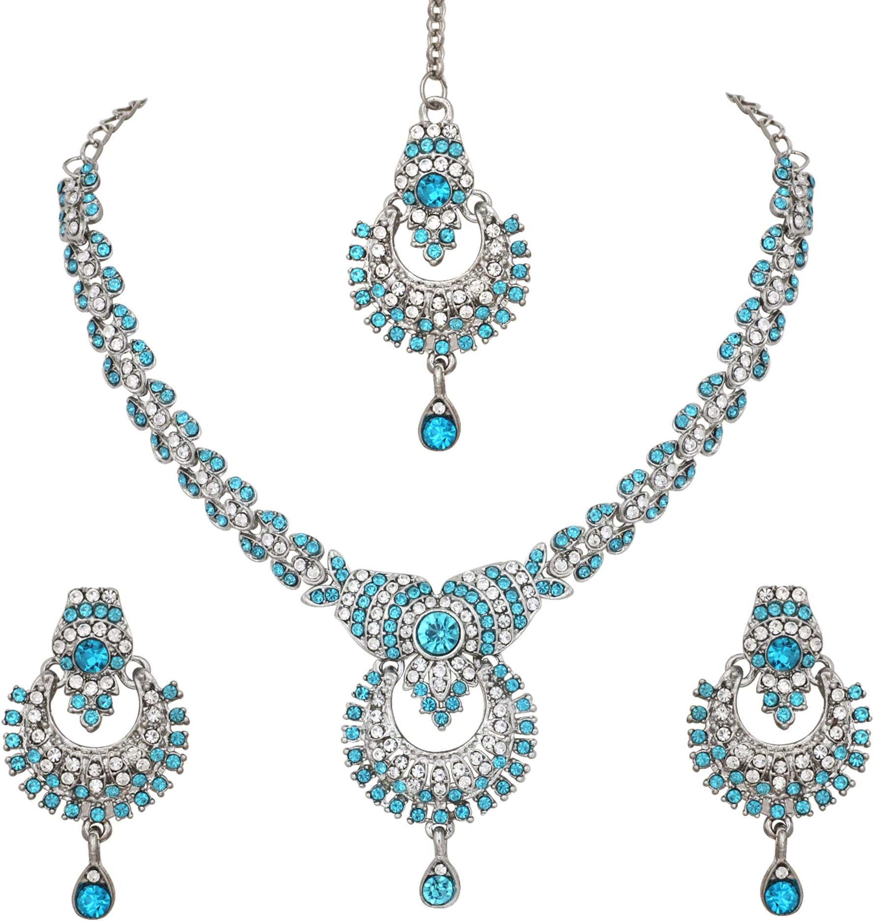 Atasi InternationalDelightful Rhodium Silver Plated Alloy Choker Necklace Set For Women, Rhinestone, Cubic Zirconia
