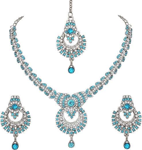 Atasi International Delightful Rhodium Silver Plated Alloy Choker Necklace Set For Women