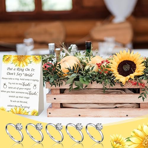 Miniatura 3 de Woanger Juego de despedida de soltera con 50 anillos falsos, juego de despedida de soltera con temática de vegetación rústica, juegos de boda,