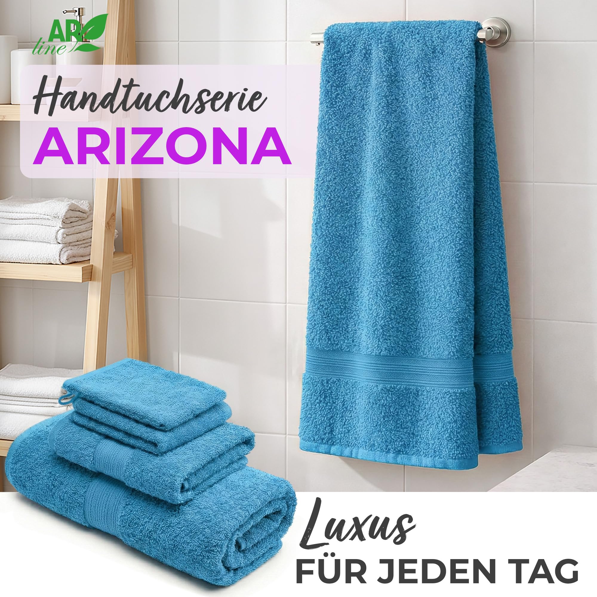 AR Line Arizona Saunatuch 100x200 cm XXL – 100% Baumwolle, 500 g/m² Frottier, extra groß, weich & saugstark, für Sauna, Strand & Wellness, in Farbe: Türkis