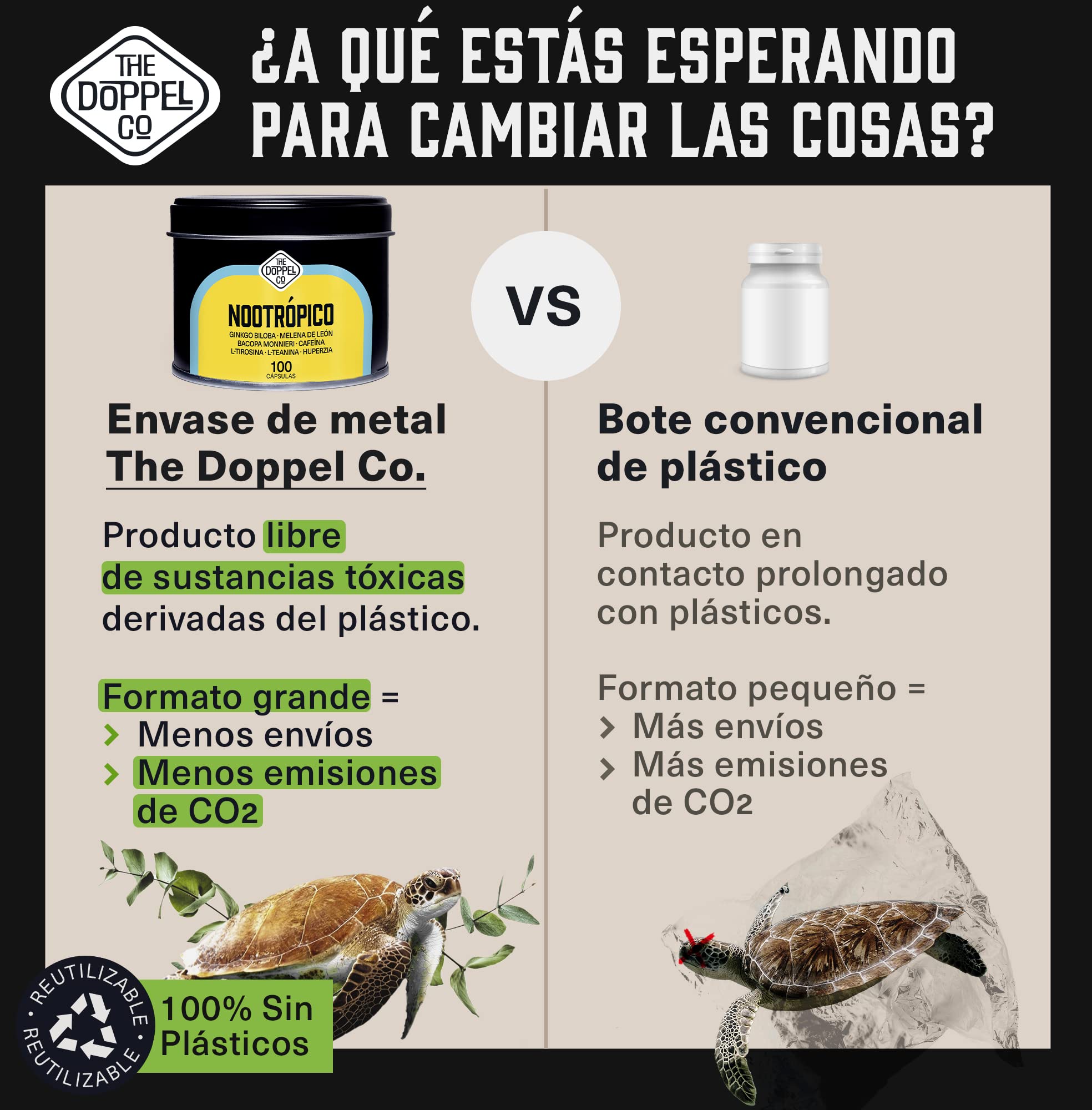 100 Cápsulas de Nootrópico Natural - 800 mg - Memoria, Concentración, Energía - Ginkgo Biloba, Melena de Leon, Cafeina, Bacopa Monnieri, Tirosina, Teanina, Huperzia - Fabricado en España