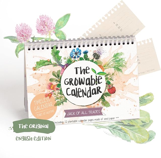 The Growable Calendar: JACK OF ALL TRADES. Organic seed calendar with seed paper for planting. Wall Calendar 2023 - The original from Primoza!