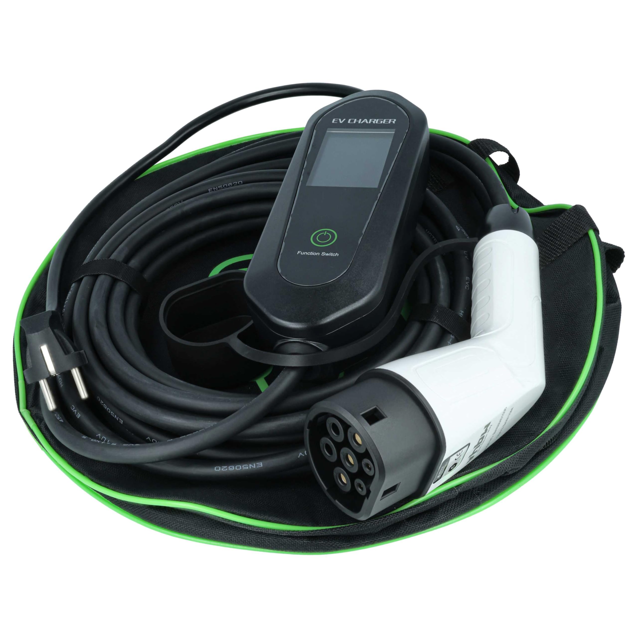 vhbw Kabel do ładowania typu 2 do typu F Kompatybilny z Fiat 600, E-Doblo Samochód elektryczny - Kabel połączeniowy, 1 faza, 16 A, 3,5 kW, 10 m