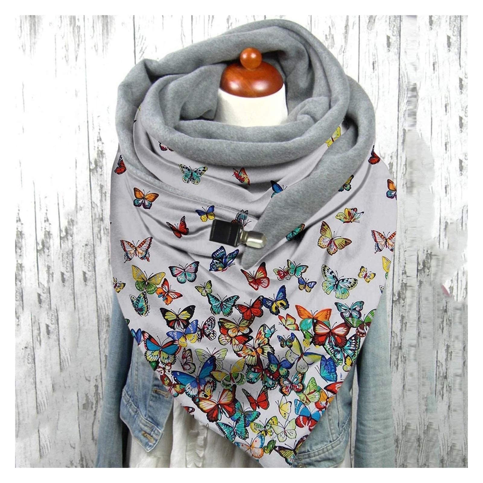 Foulard femme chaud anti-vent écharpe imprimé papillon A