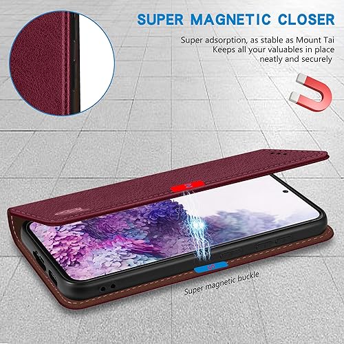 Miniatura 138 de ZZXX Funda tipo cartera para Samsung Galaxy S20 con bloqueo RFID, soporte de ranura para tarjetas, funda protectora de cuero magnético fuerte