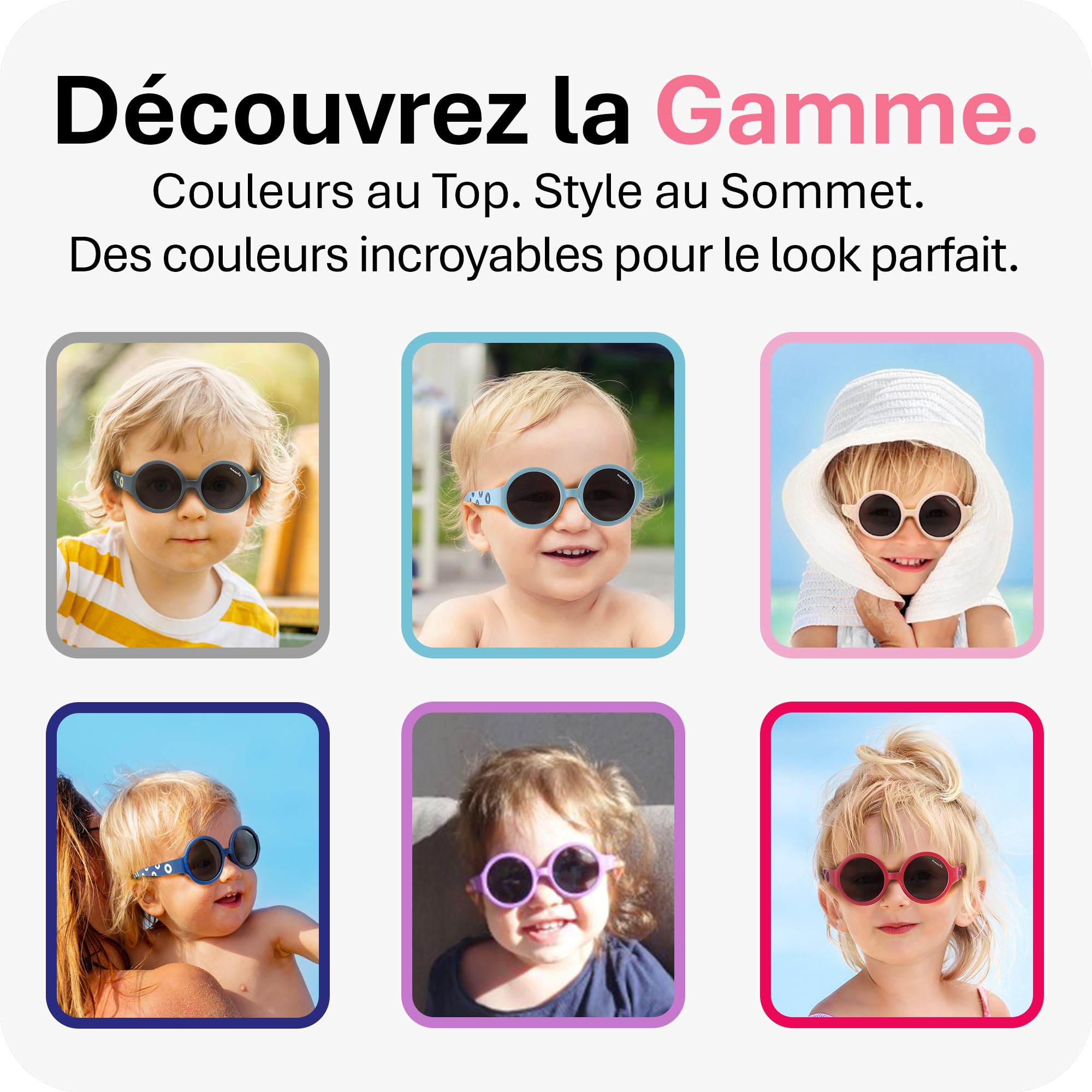 Mausito Lunettes de soleil enfant monture flexible & bandeau ajustable | Lunettes de soleil bébé et enfant protection 100% UV & sans BPA | Design européen, maintien parfait | 6-24 mois et 2-5 ans