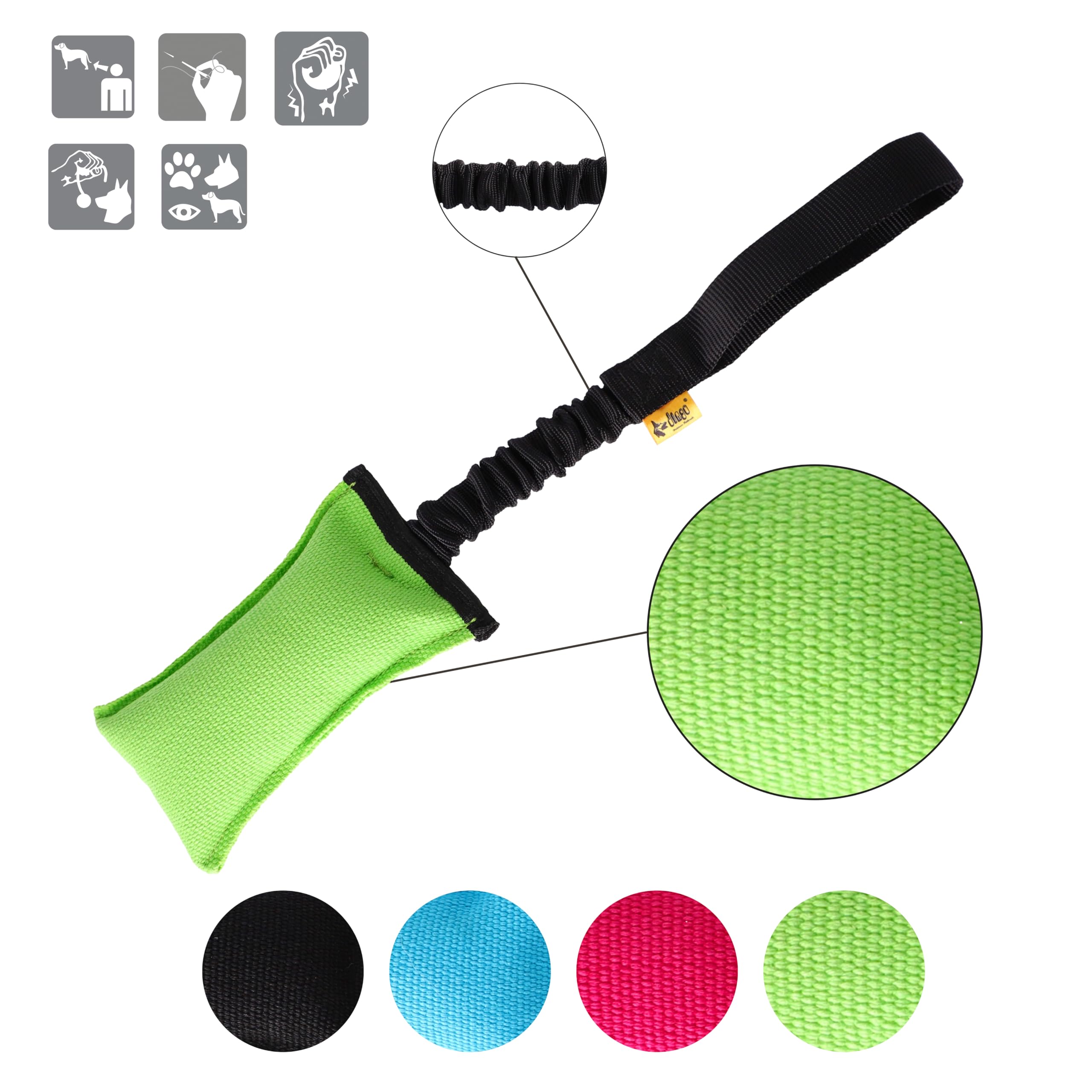 Dingo Giocattolo da Agility per Cani per Allenamento, Sport Acquatici, Gioco di Tira e Molla, 15 x 8 cm, Verde con Manico Elastico Nero 15593