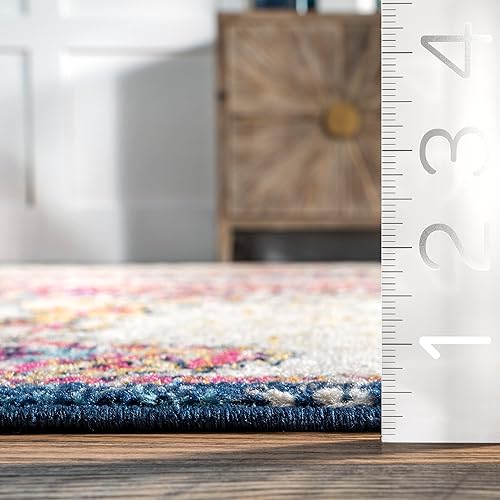 Miniatura 2 de nuLOOM Maranda - Alfombra de área de medallón de transición, 5 x 7 pies, color gris oscuro