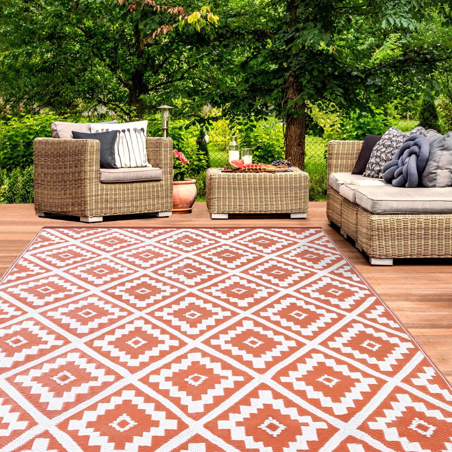 IDMarket - Tapis extérieur Bahamas Terracotta 270 x 370 CM