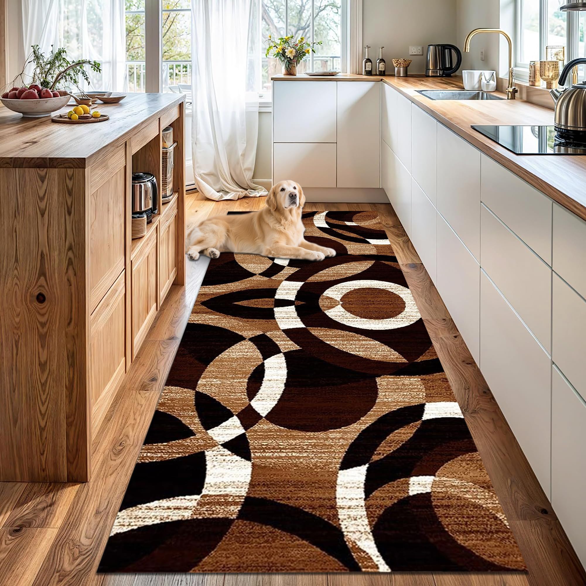 Alfombra pasillo larga de 70 x 240 cm lavable y antideslizante para pasillos y cocina de pelo corto