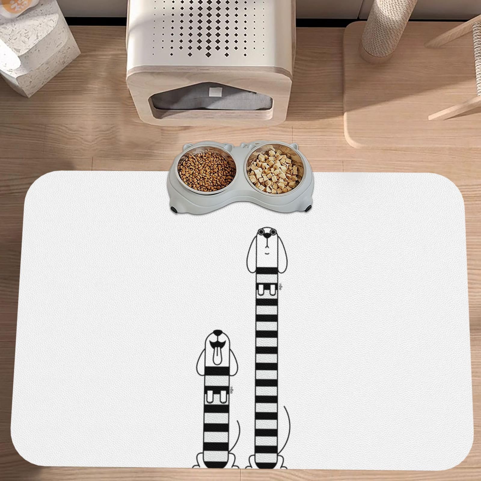 Cute Wiener Dogs Absorbent Dog Mats for Food and Water Waterproof Pet Bowl Liner Anti-Slip Dog Feeding Mats Quick Dry Pet Placemat to Protect Floors