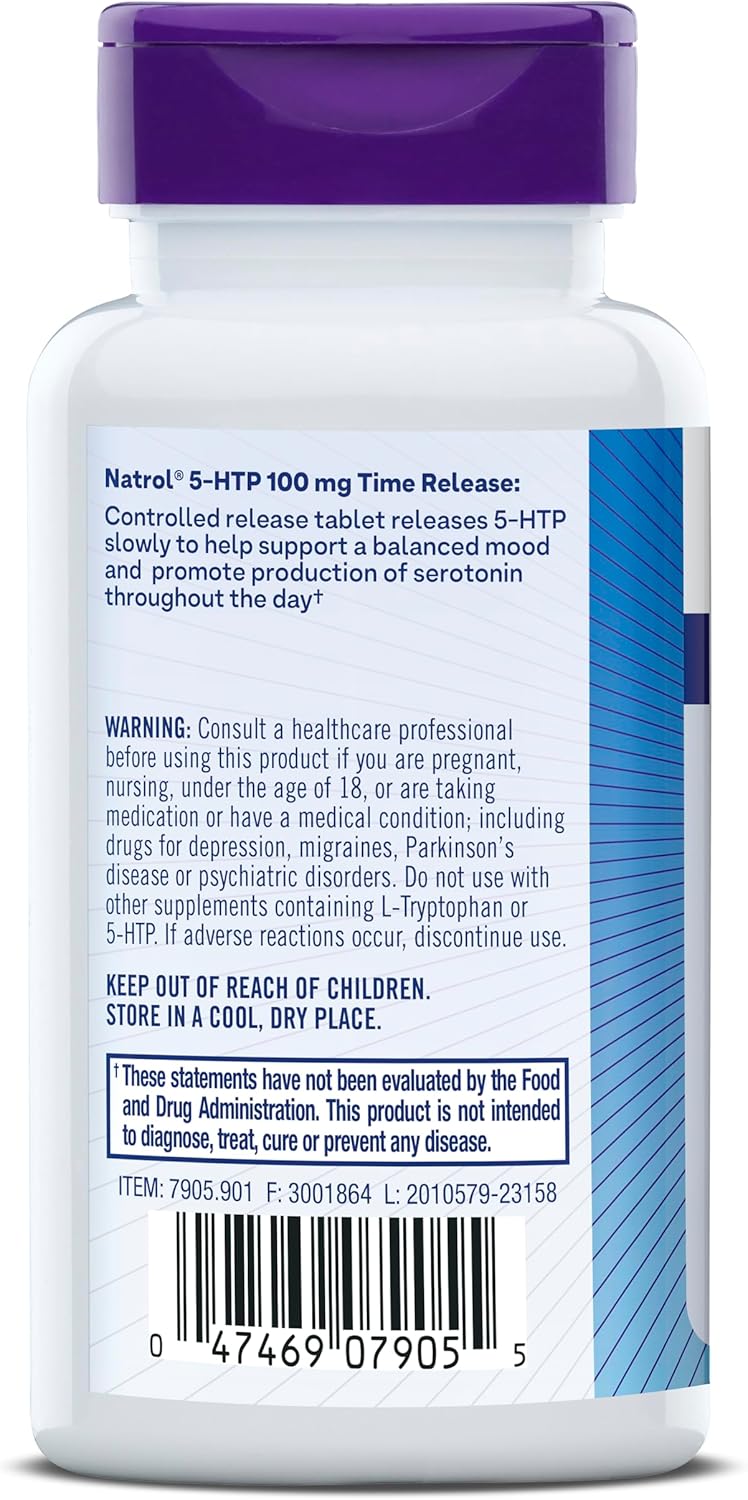 Natrol 5-HTP 100mg, Dietary Supplement Helps Support a Balanced Mood, Mood and Stress Support Supplement, 90 Time Release Tablets, 45-90 Day Supply - Image 8