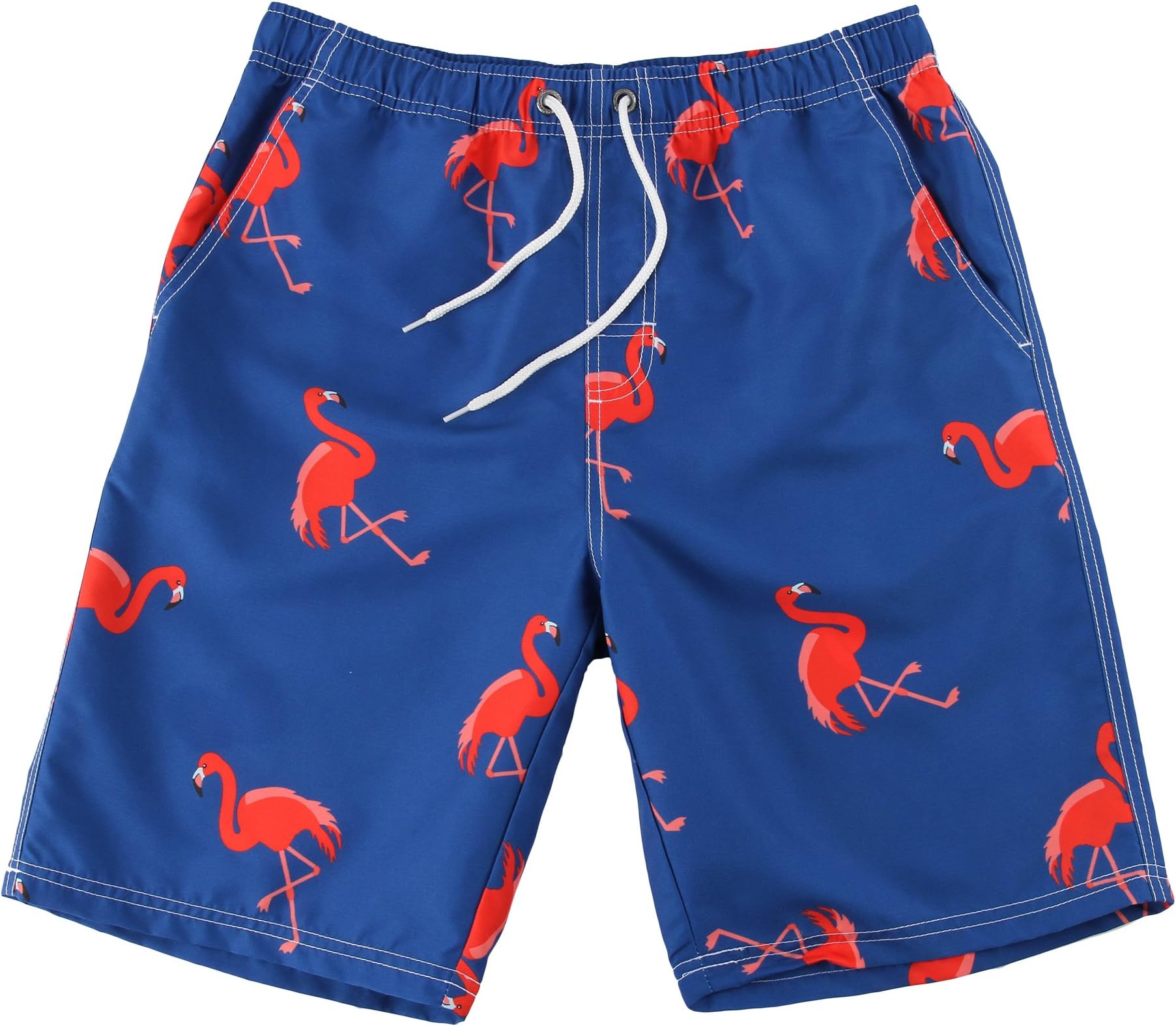 Athletic Men's Quickly Drying Board Shorts Flamingo Printed Swim Trunk