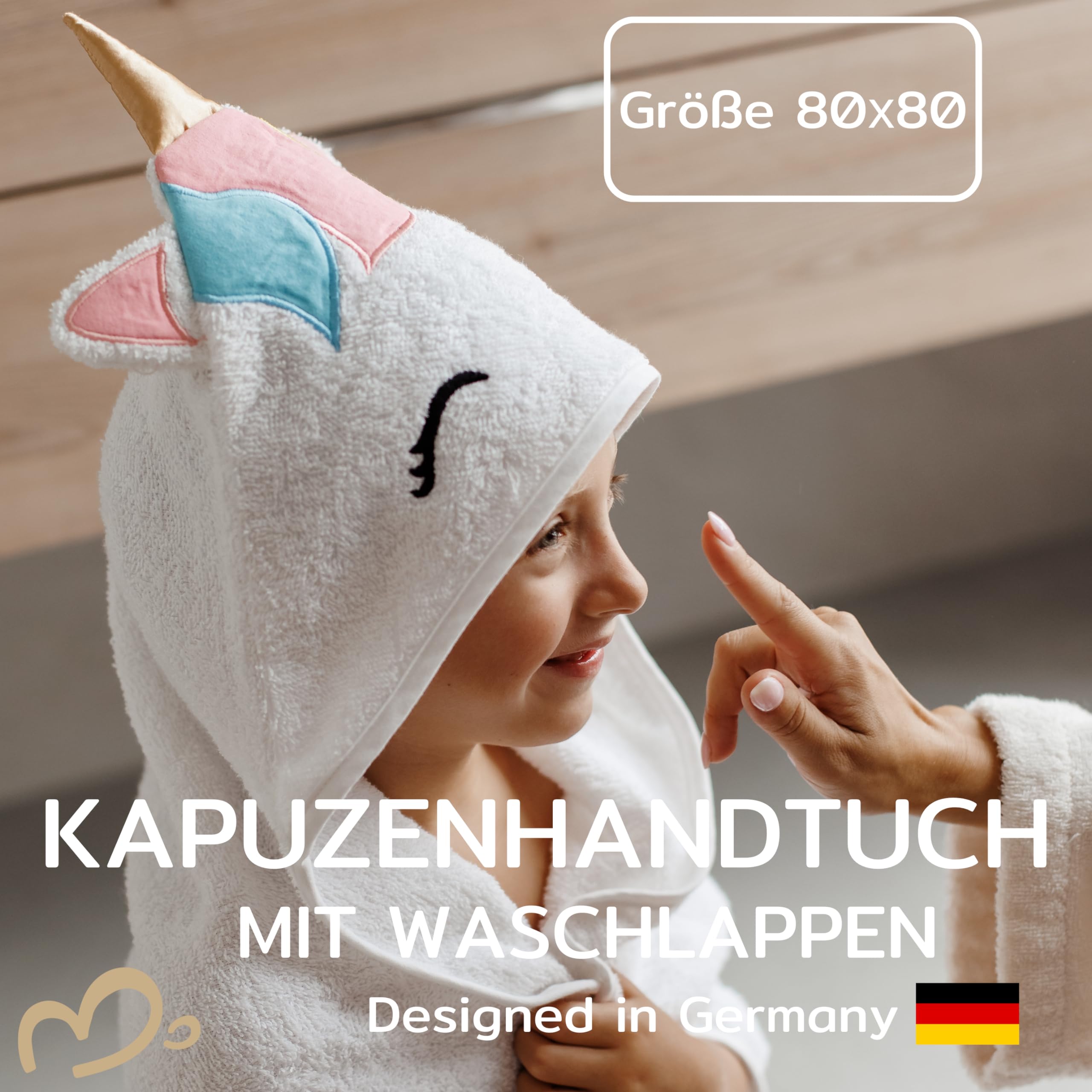 Asciugamano unicorno per bambini 0-3 anni – Asciugamano da bagno 80 x 80 cm con cappuccio e asciugamano – Asciugamano per bambini in morbido cotone – Asciugamano da bagno unicorno come