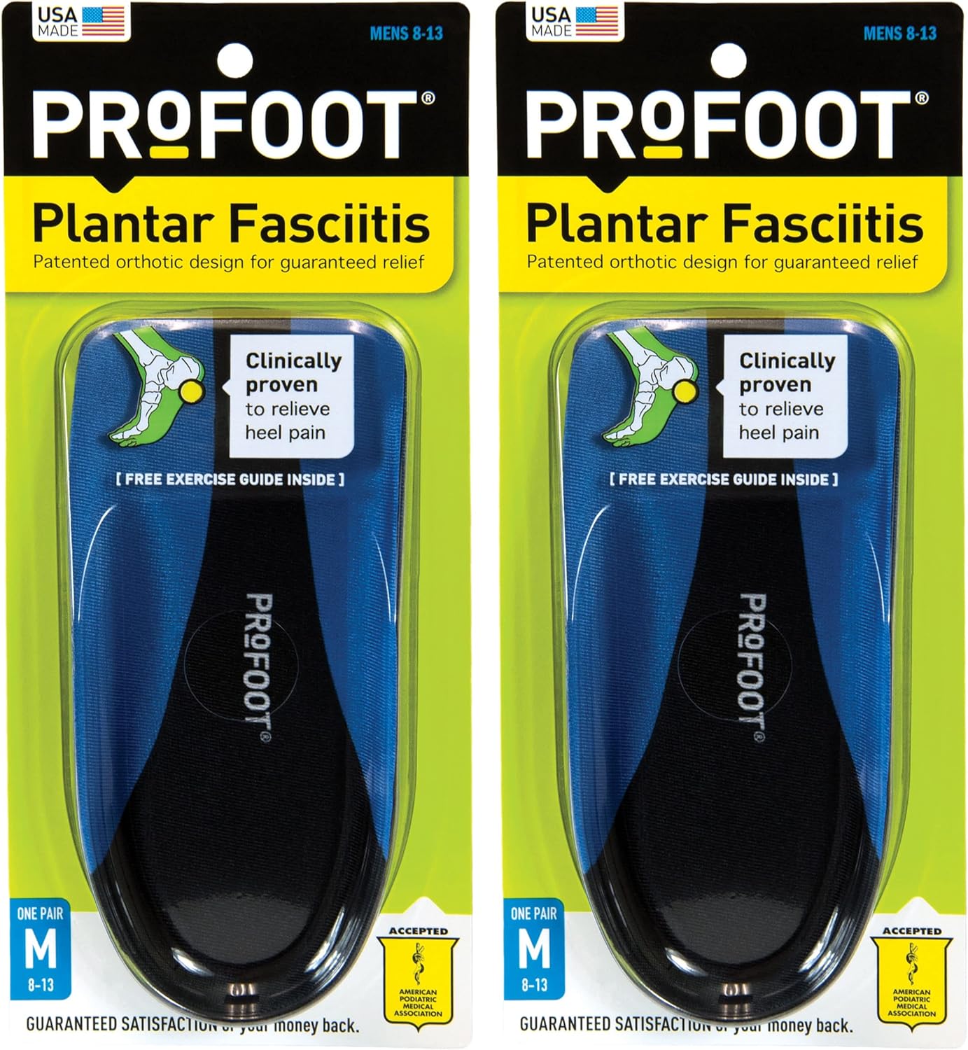 ProFoot Orthotic Insoles for Plantar Fasciitis & Heel Pain, Men's 813