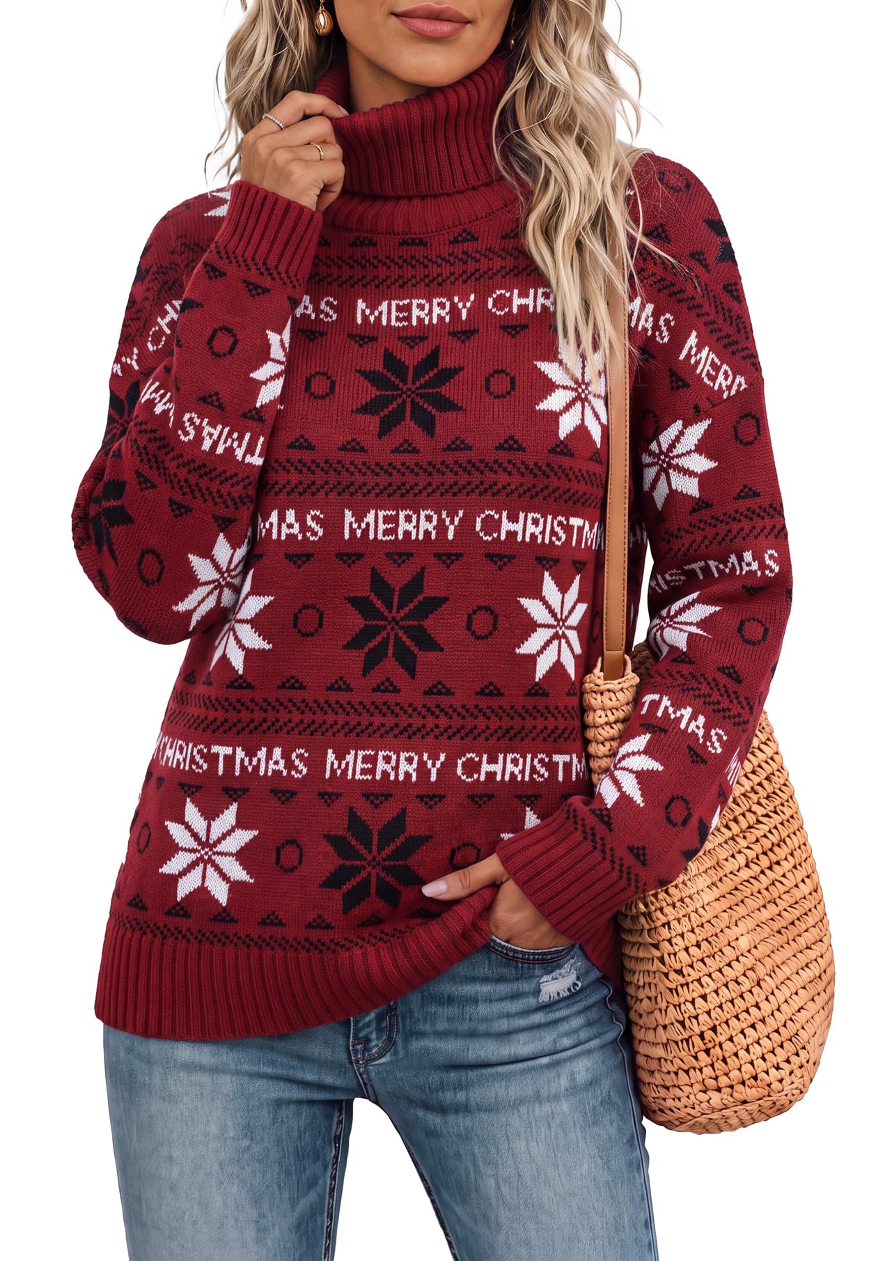 Jouica Women 2026 Fall Turtleneck Chunky Oversized Tunic Sweaters Pullover