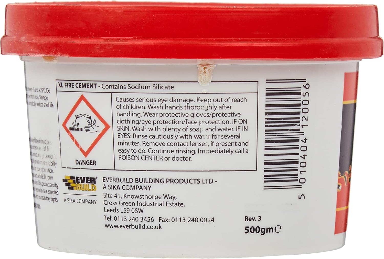 Everbuild XL Fire Cement – Ready Mixed – Resistant to Temperatures Up to 1250˚C – Buff – 500g
