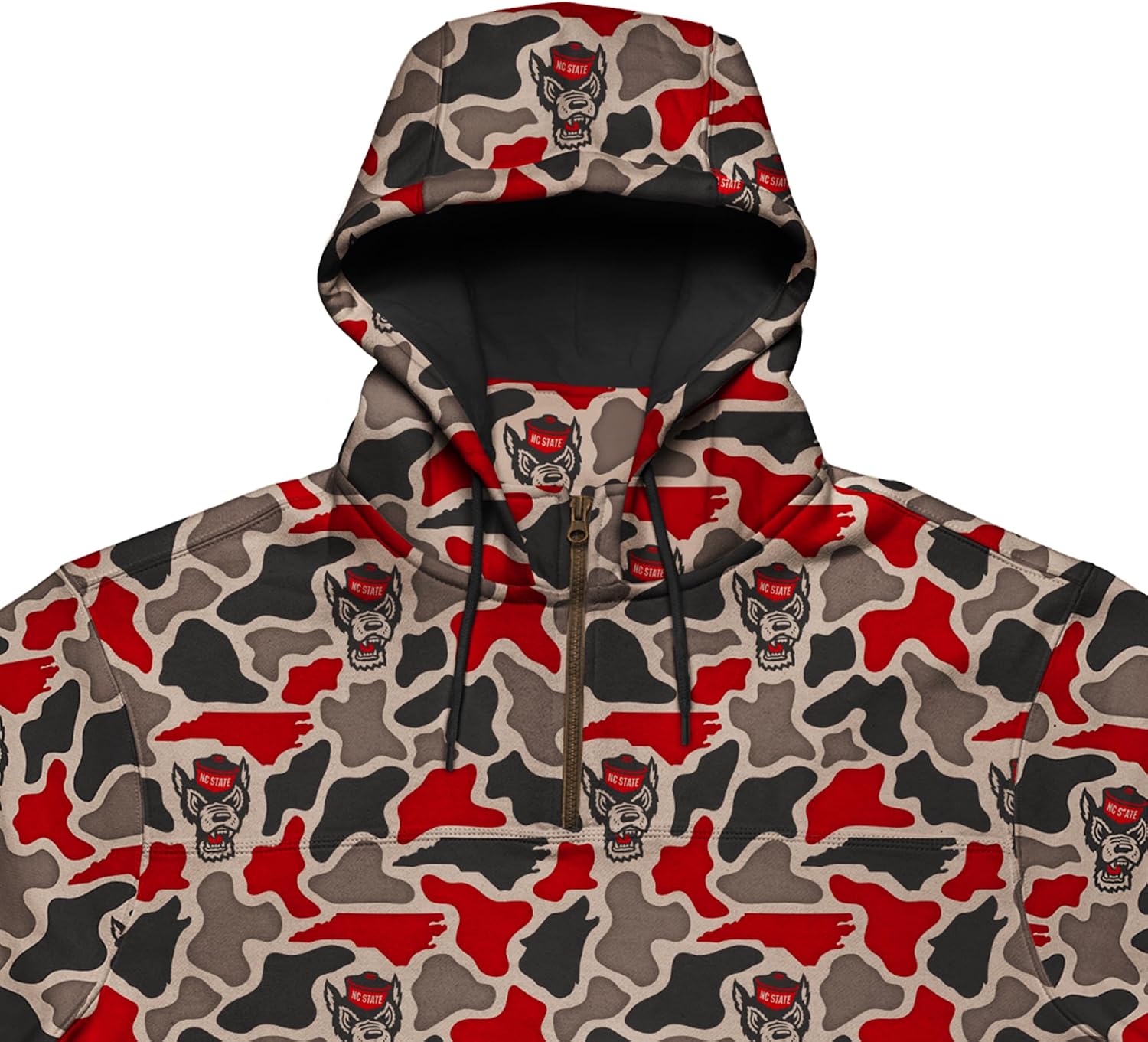 AMIGO NCAA mens Amigo Nc State Wolfpack Licensed Camo Cimarron Fleece Quarter Zip Hoodie