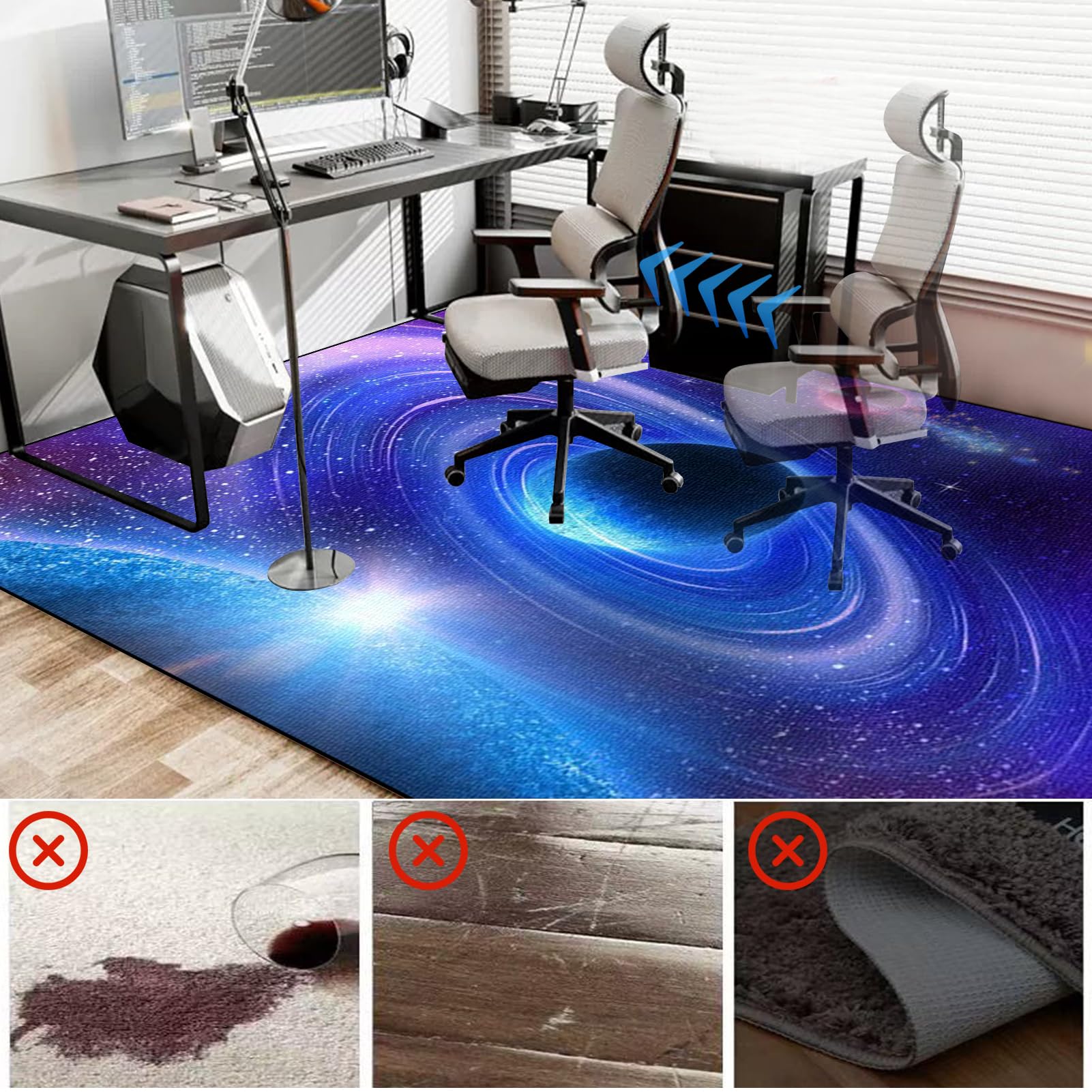 Protector Suelo Silla Escritorio Alfombrilla para Silla de Oficina Alfombra Silla Gaming Alfombra para protección de Suelos Duros Alfombrilla para protección de Suelo de Oficina y hogar 160 x 180 cm