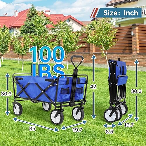 Miniatura 7 de Carro plegable utilitario plegable, azul, gran capacidad, almacenamiento conveniente, uso al aire libre