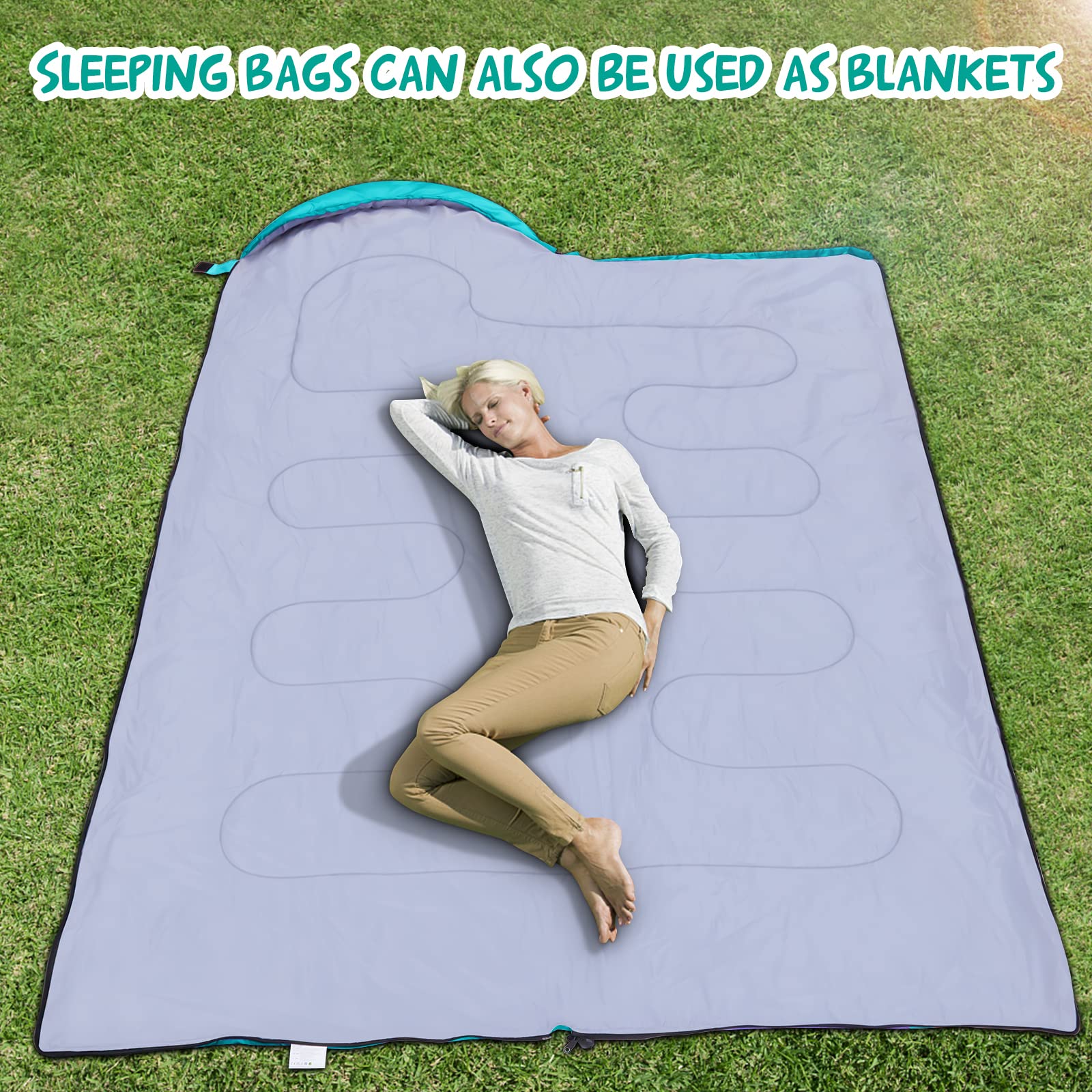 Pystuvo Sleeping Bag for Adults,4 Season Sleeping Bag,Lightweight,Waterproof Indoor & Outdoor Use,Comfortable Sleeping Sackfor Kids,Teens & Adults for Hiking,Backpacking and Camping,Blue - Image 4