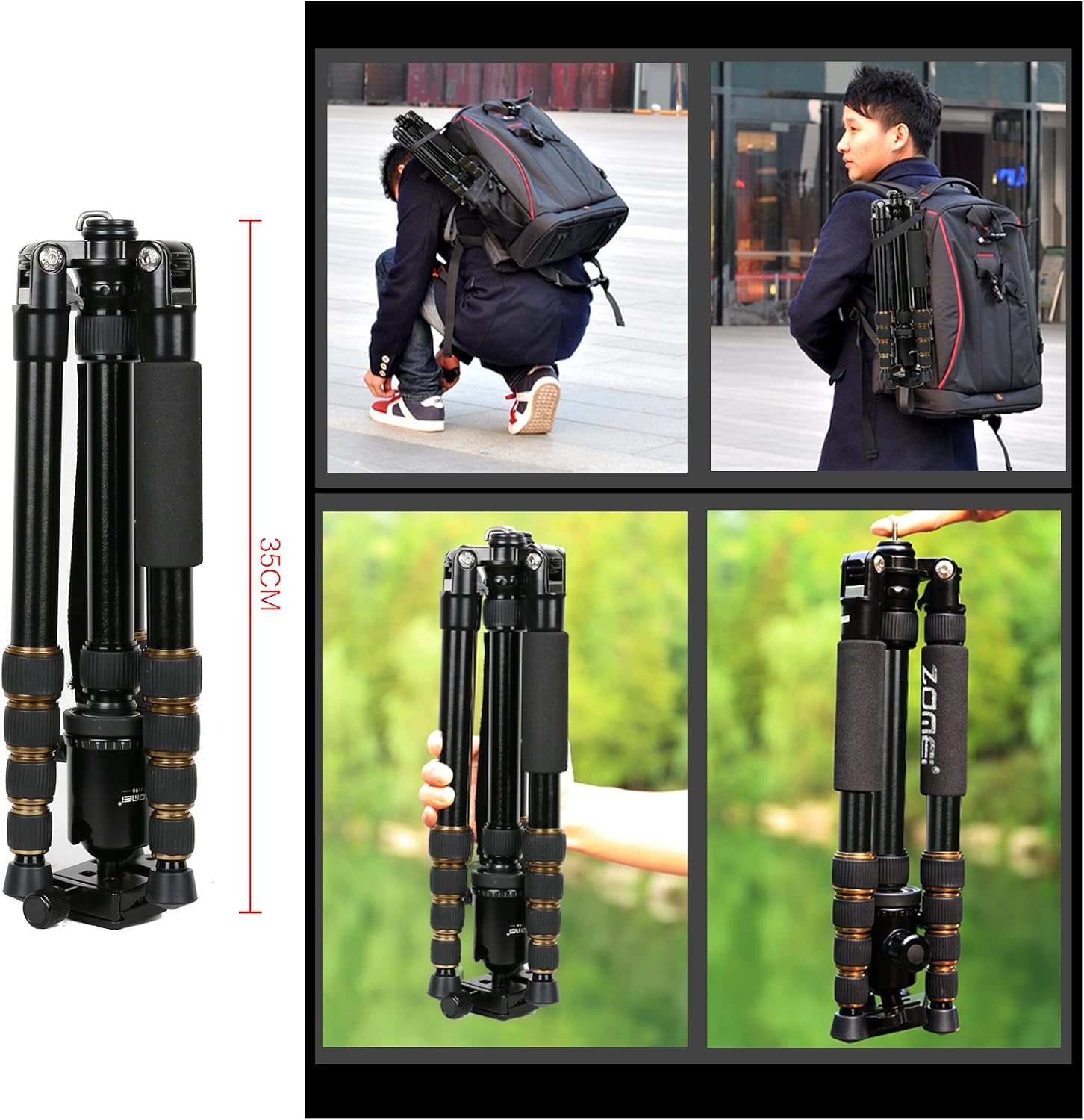 ZOMEI Z699 Magnesium Aluminum Alloy SLR Three Tripod with Ball Head Pocket Travel for DSLR