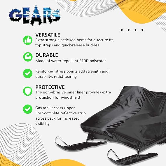 GEARS Universal Snowmobile Storage Cover - All-Weather Protection for Storing Your Sled - Waterproof Tarp Snowmobile Cover that Fits Most Sleds - (Grand Touring Size)